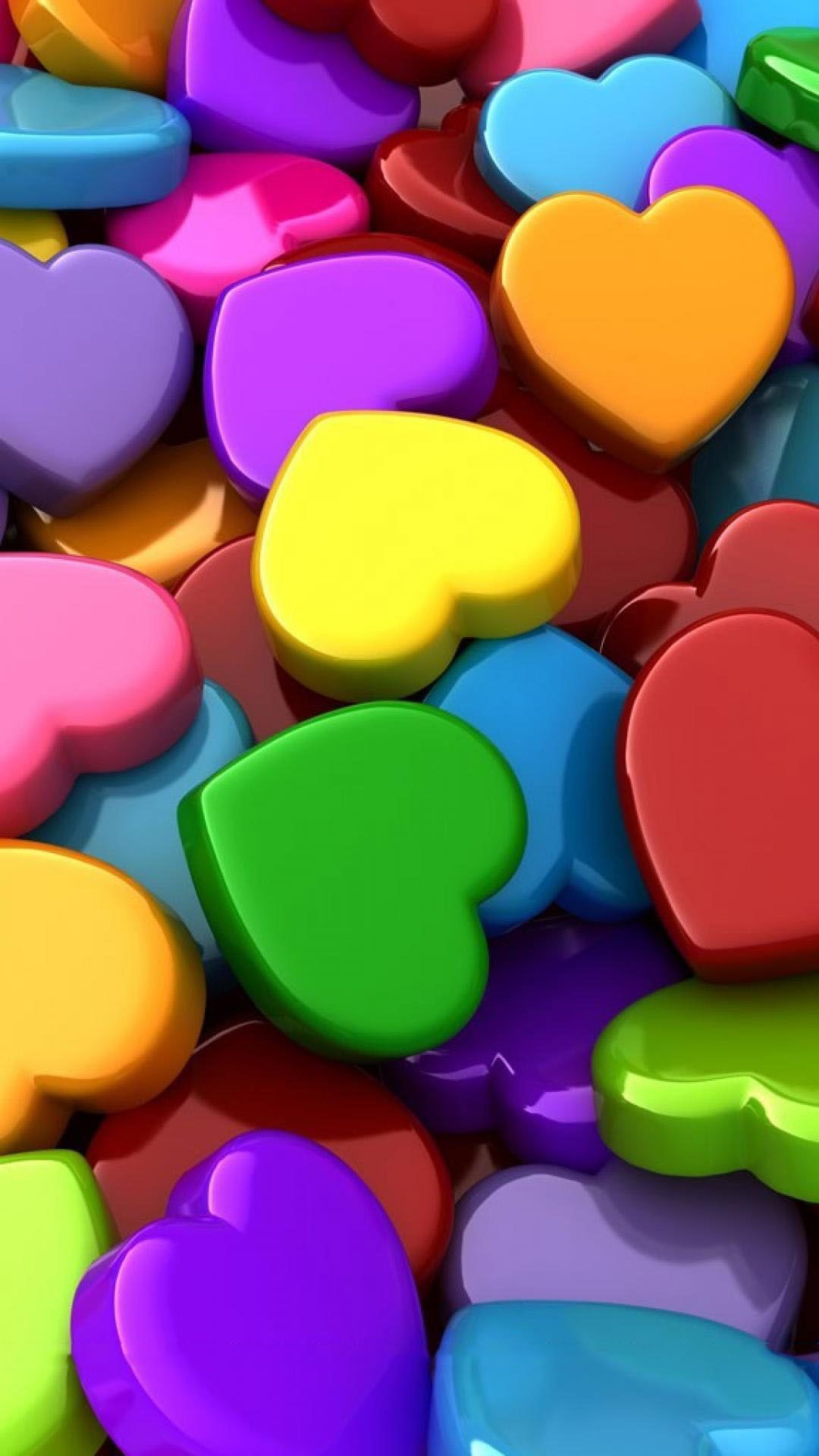 Cuori 3D colorati, 1080x1920 Verticale, Telefono