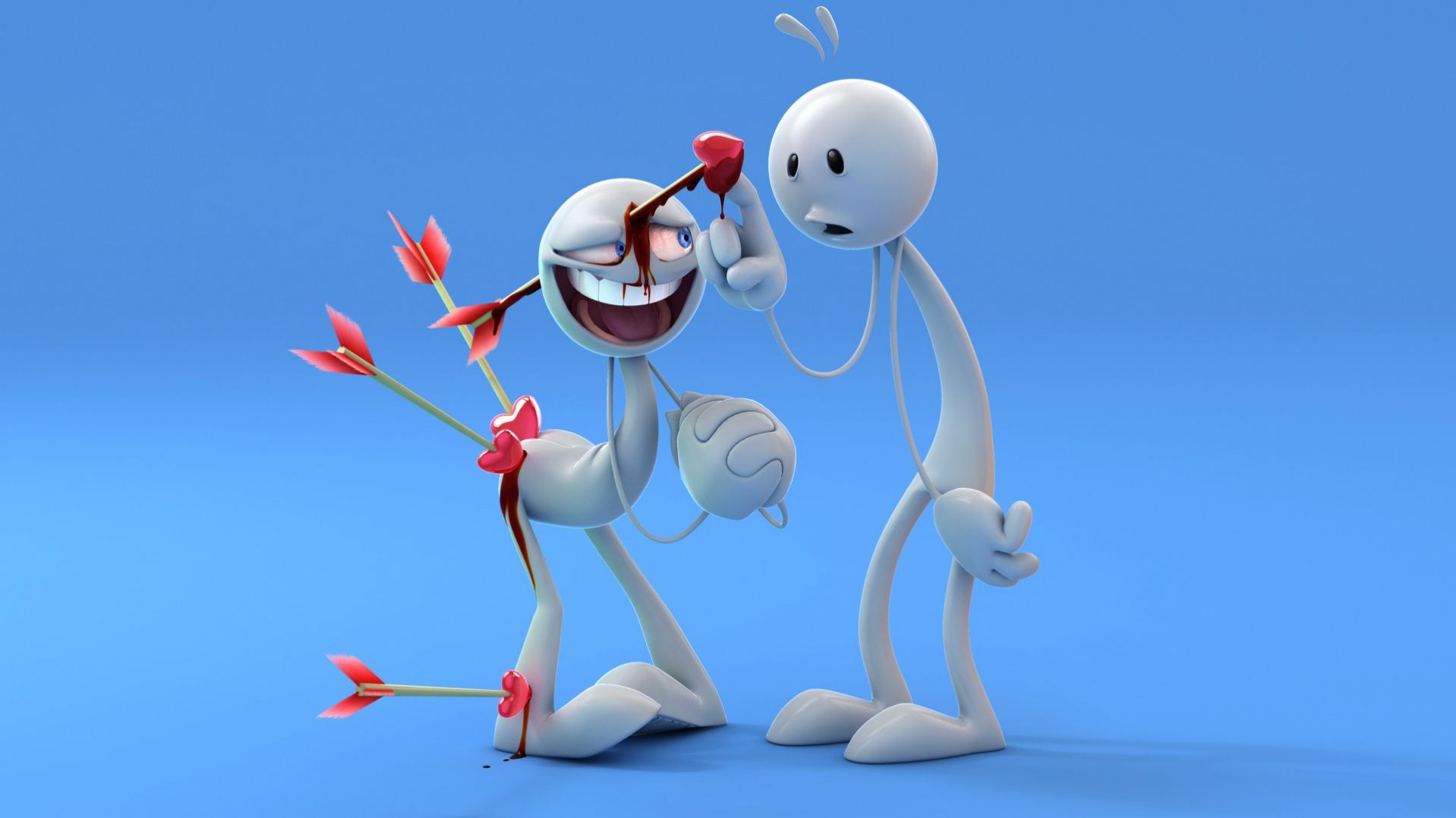 Personaggi 3D bianchi con freccette, 1918x1078 900p, Desktop
