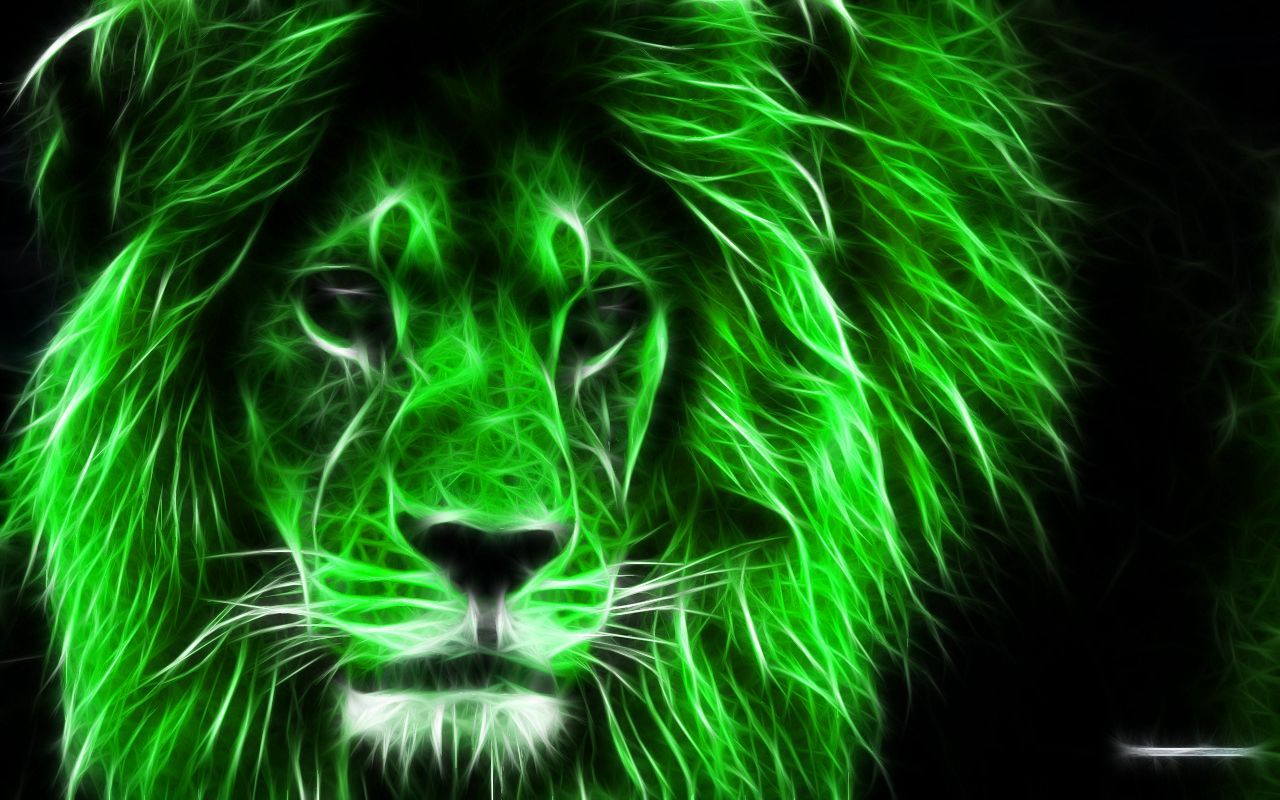 Leone fractal verde neon, 1280x800 720p, PC