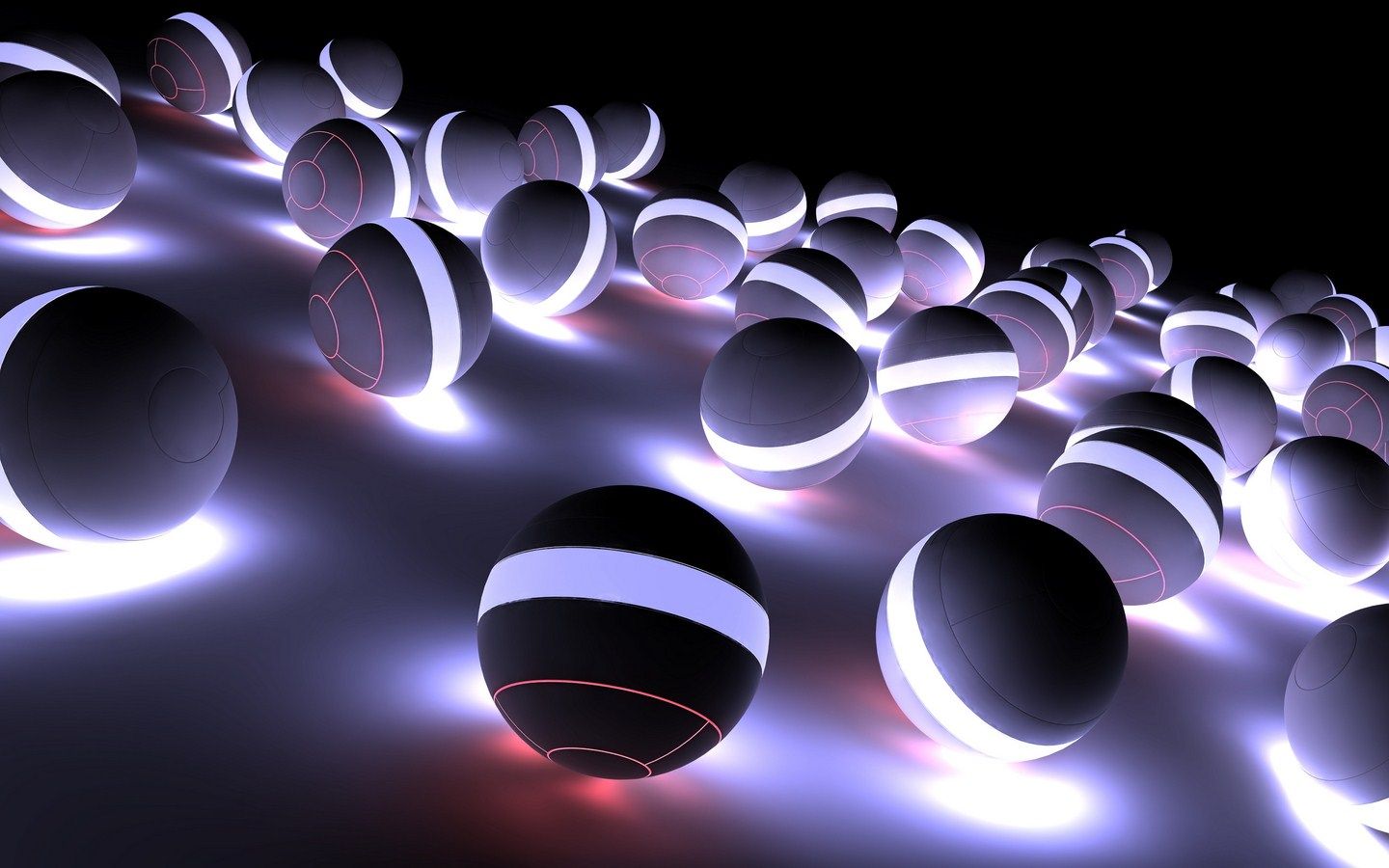 Sfere 3D neon luminose, 1440x900 HD, Desktop
