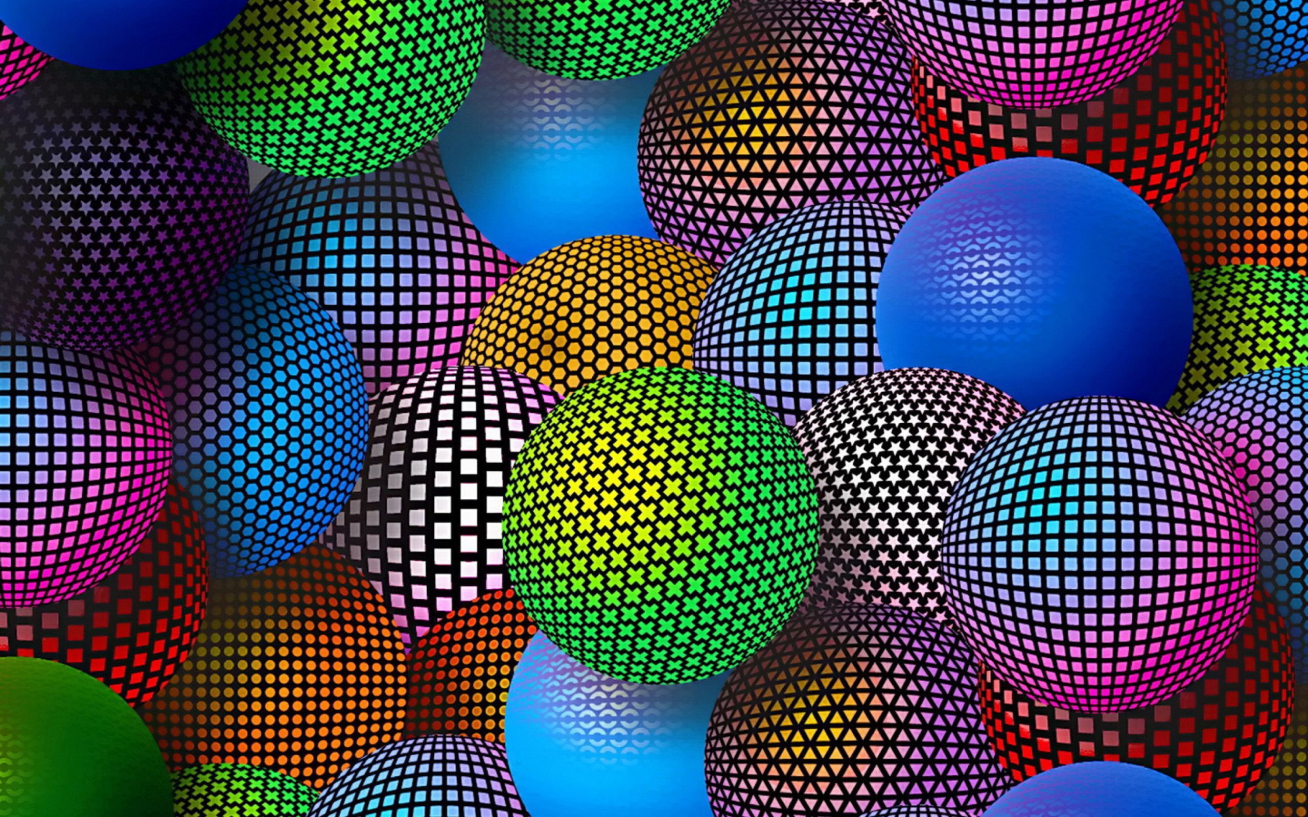 Sfere 3D colorate con texture, 2560x1600 2K, PC
