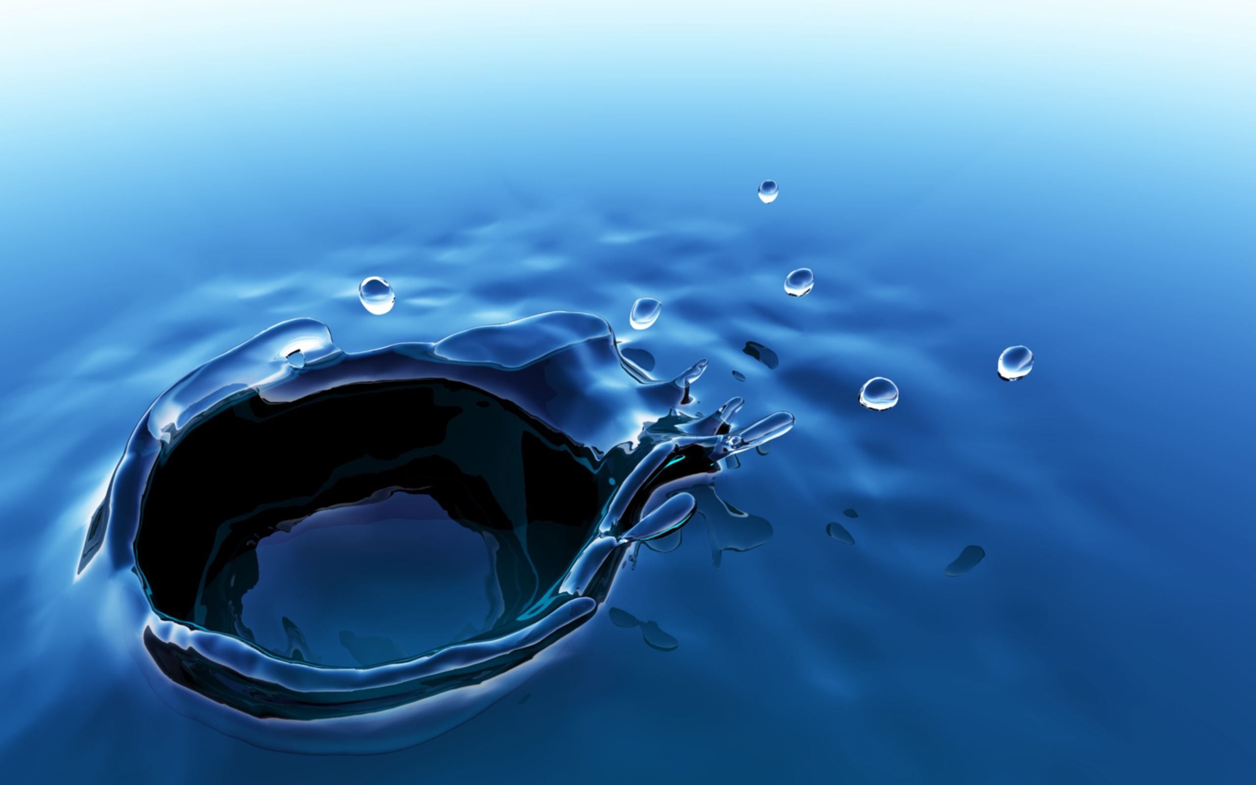 Goccia d'acqua blu 3D, 2560x1600 2K, Laptop