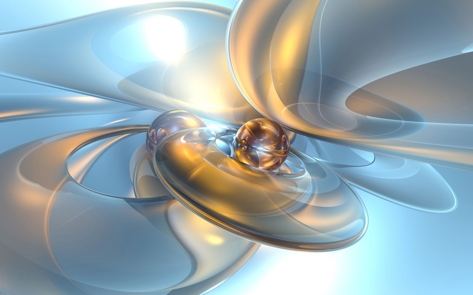 Forme astratte 3D dorate blu, 1920x1200 WUXGA, Desktop