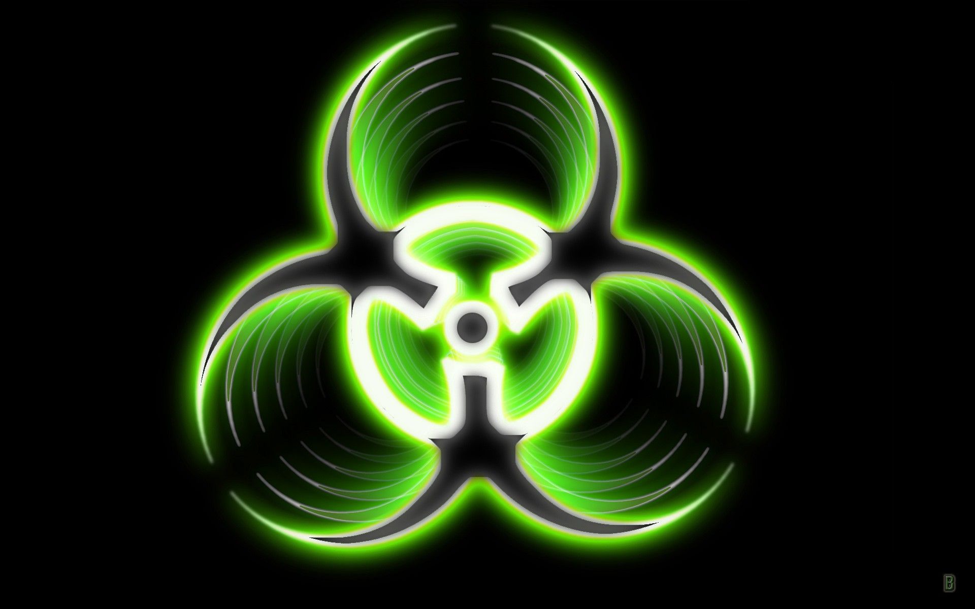 Simbolo biohazard verde neon 3D, 1920x1200 Full HD+, PC Desktop
