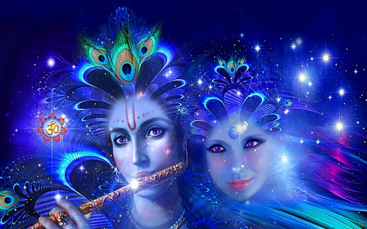 Krishna e Radha luminosi blu, 1440x900 720p, Laptop