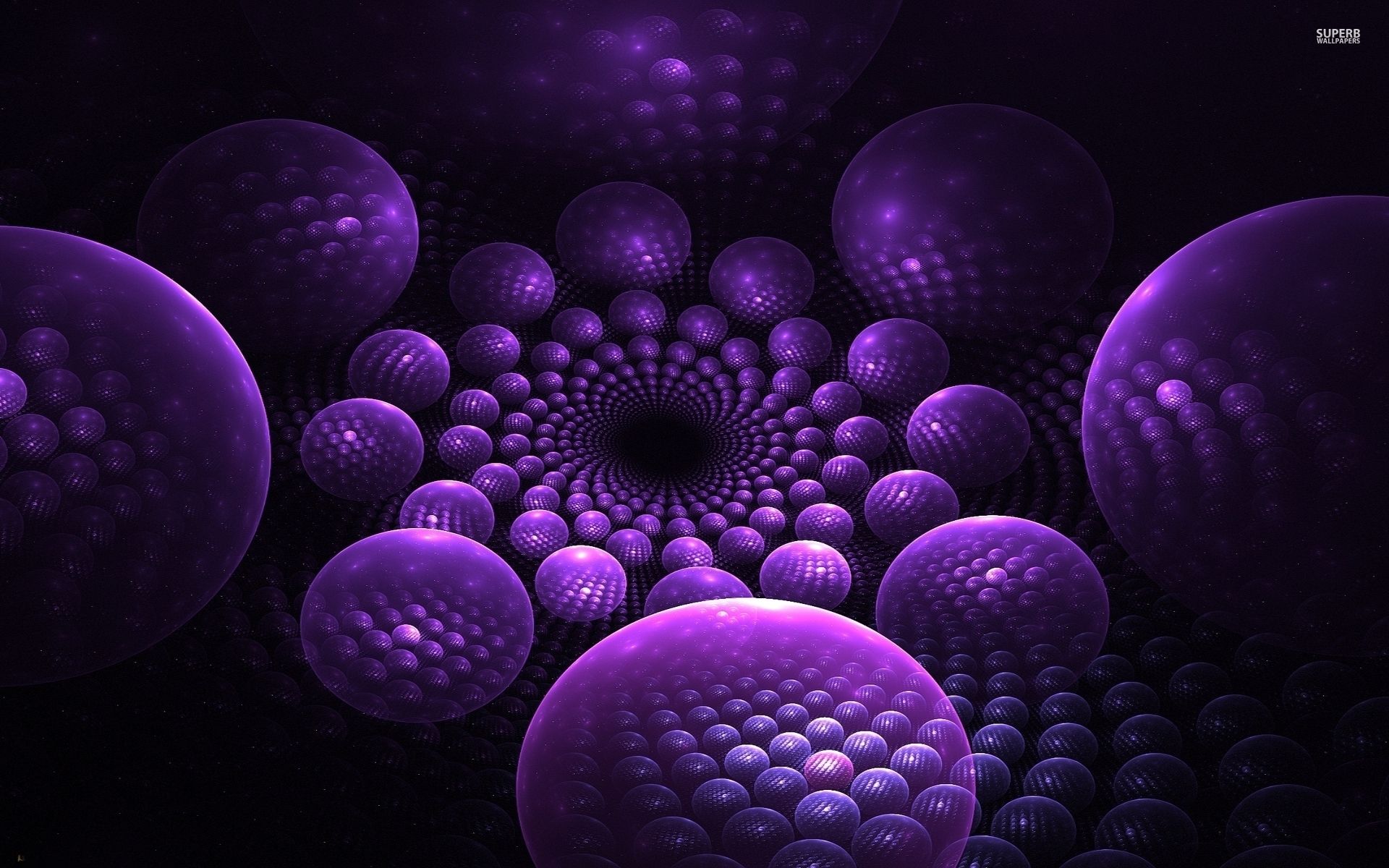 Sfere frattali viola 3D, 1920x1200 Full HD+, PC