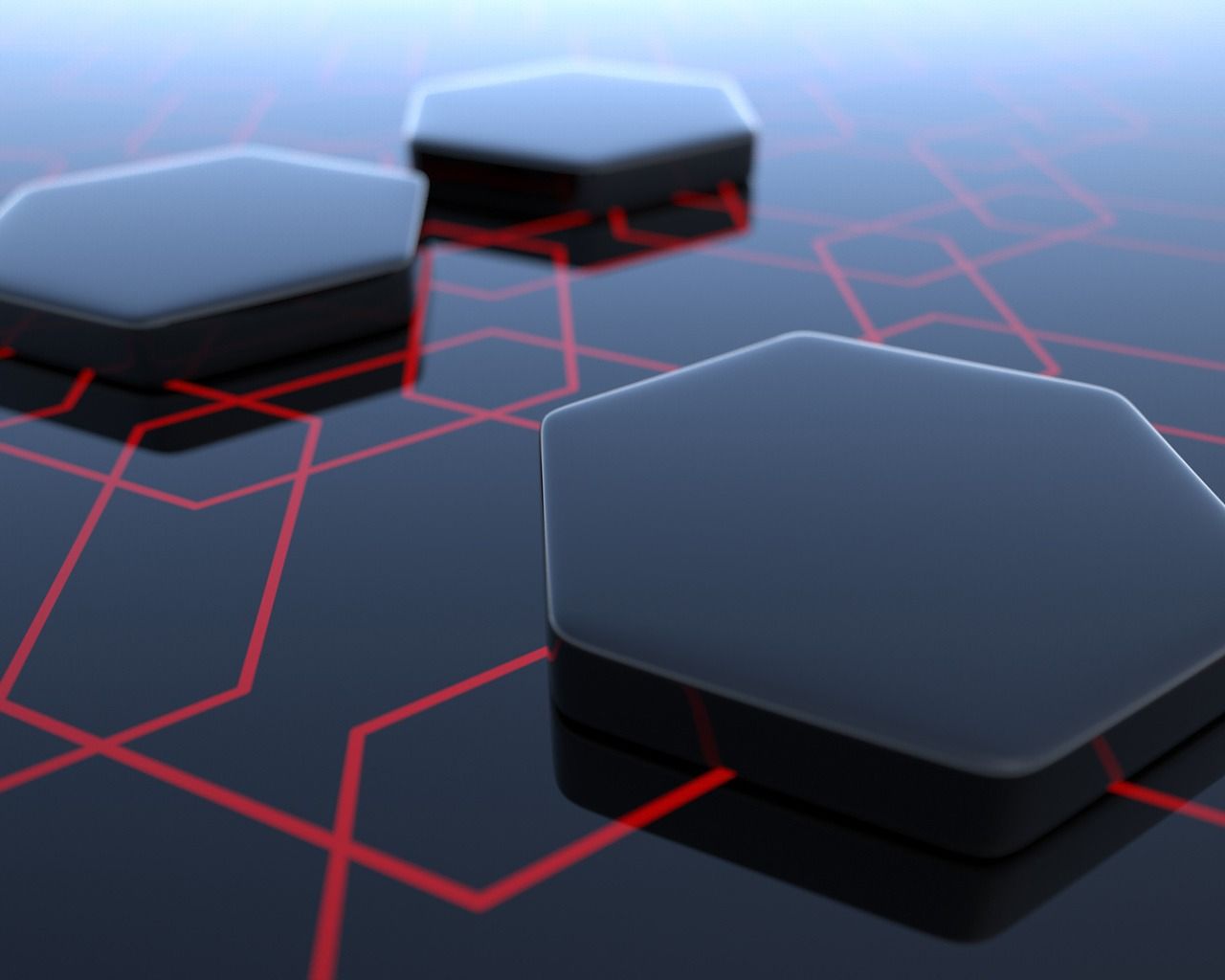 Esagoni 3D neri con linee rosse, 1280x1024 HD, Desktop