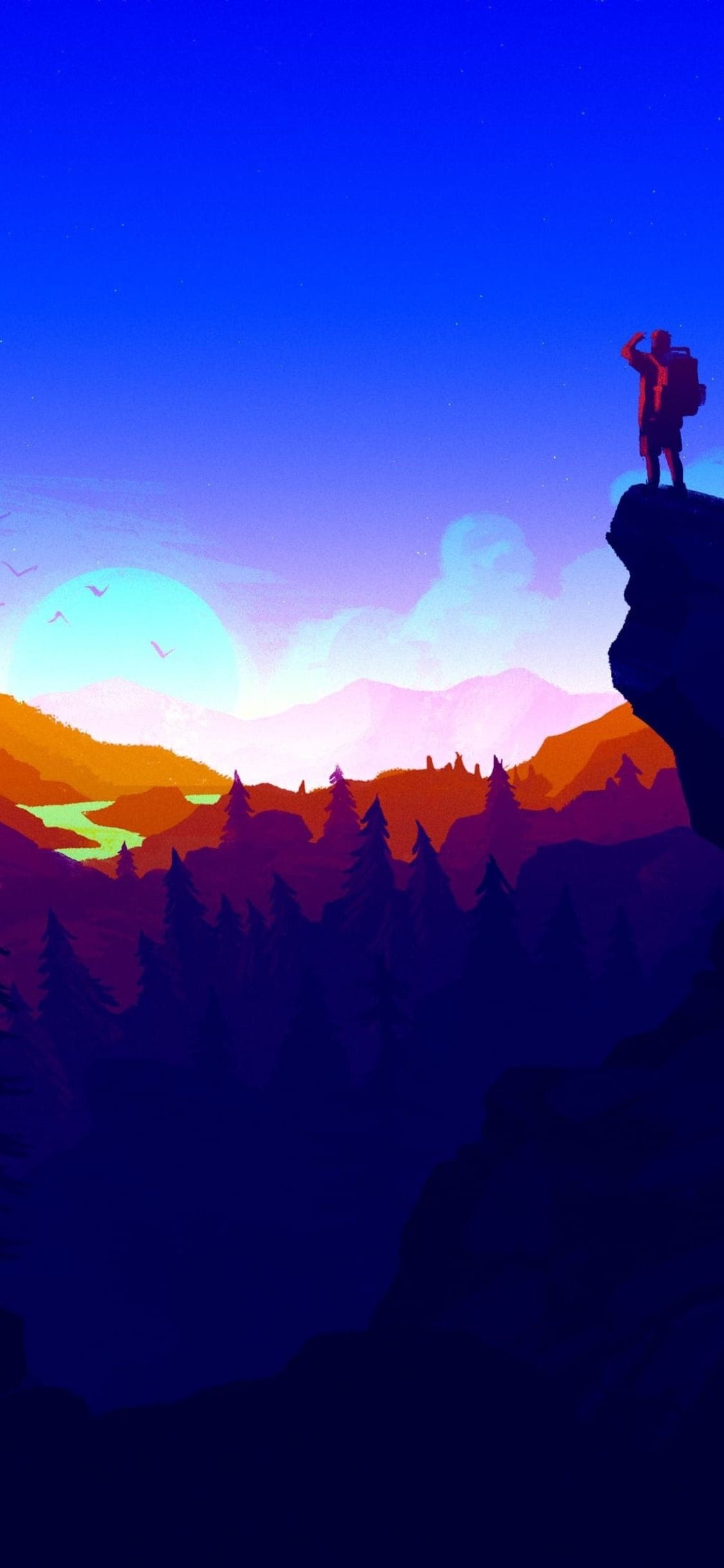 escursionista su scogliera al tramonto, 1125x2436 Verticale, Mobile