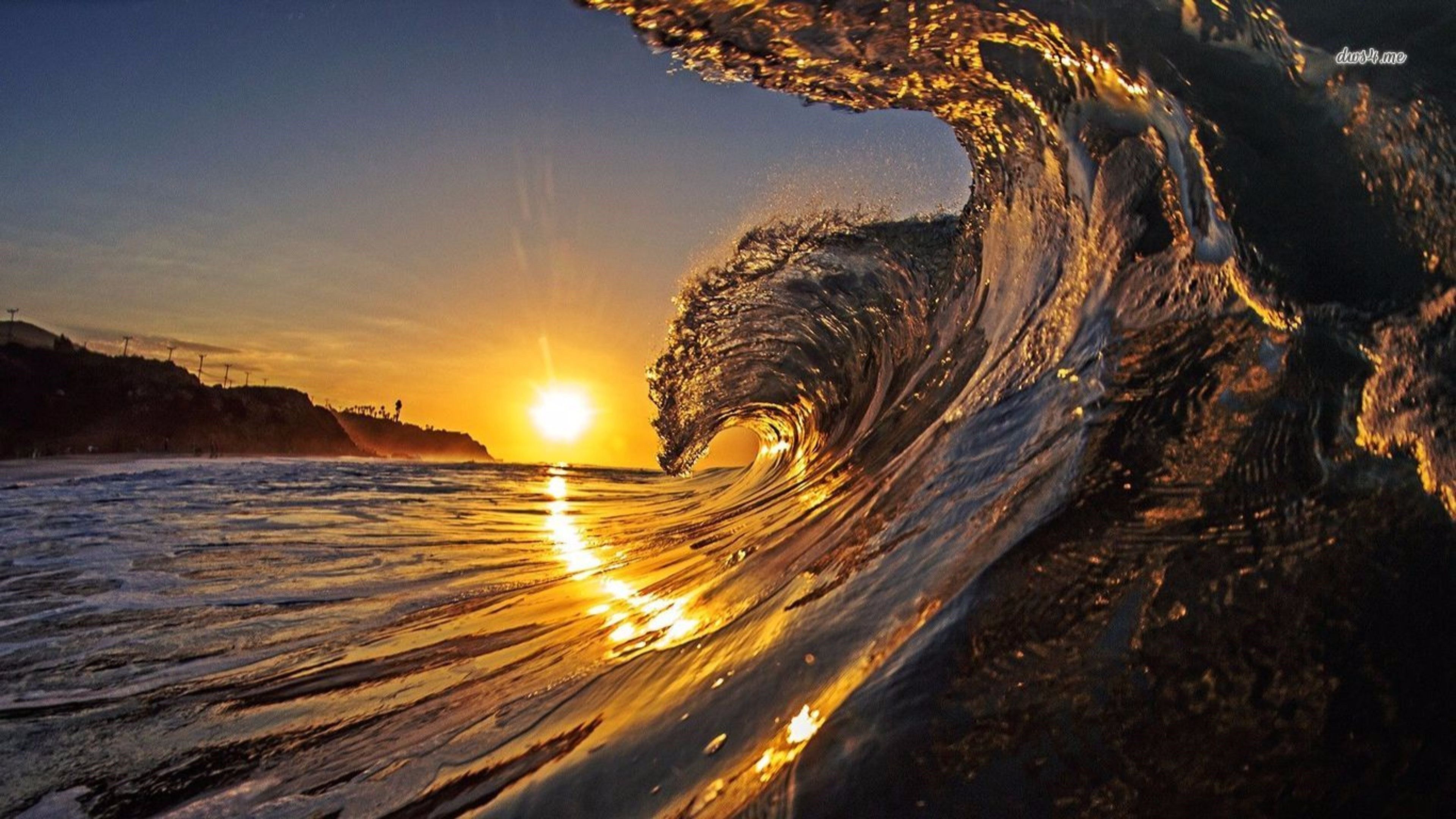 Onda oceano al tramonto, 3840x2160 4K, Monitor 4K