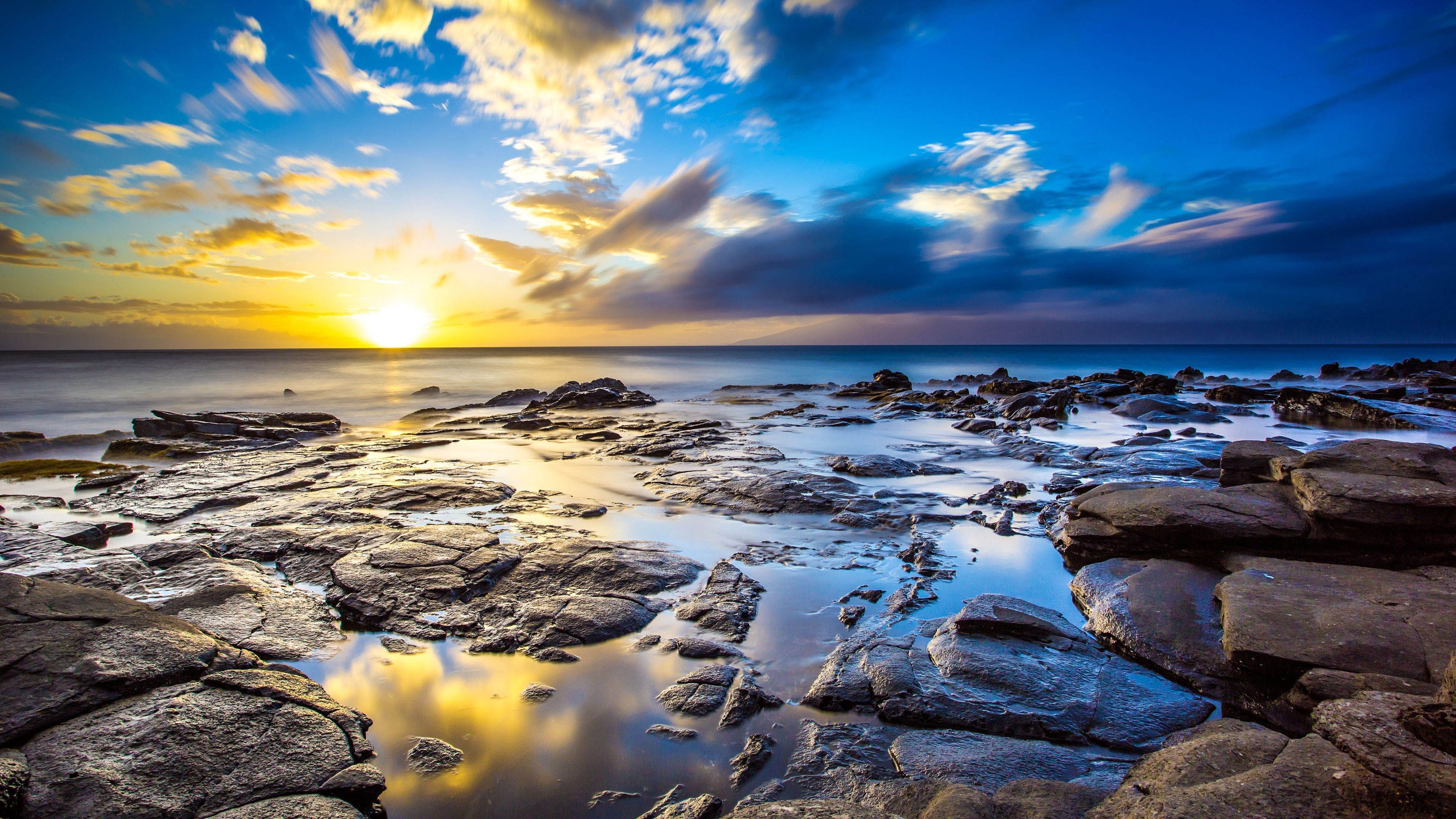 Tramonto su costa rocciosa, 3840x2160 4K Ultra HD, Monitor 4K