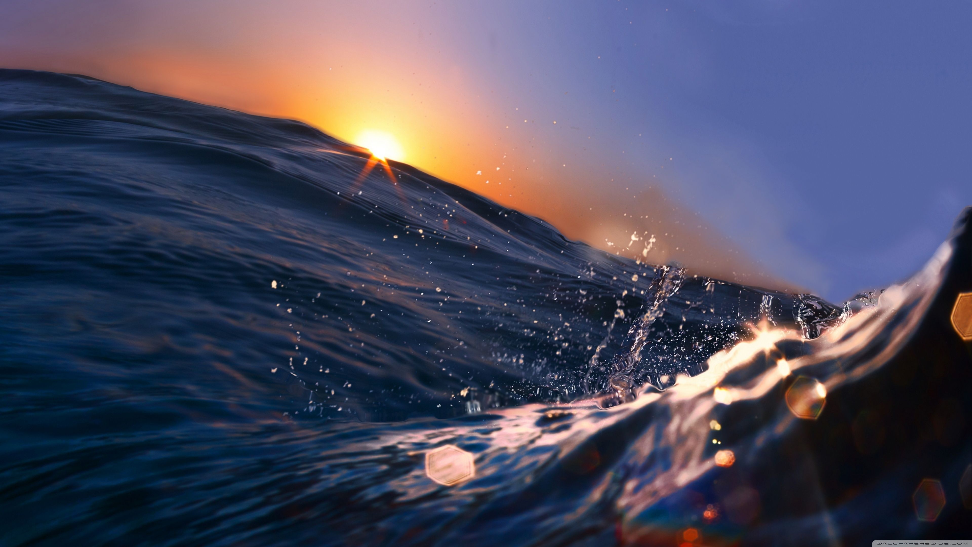 Onda oceano al tramonto, 3840x2160 4K, Desktop 4K