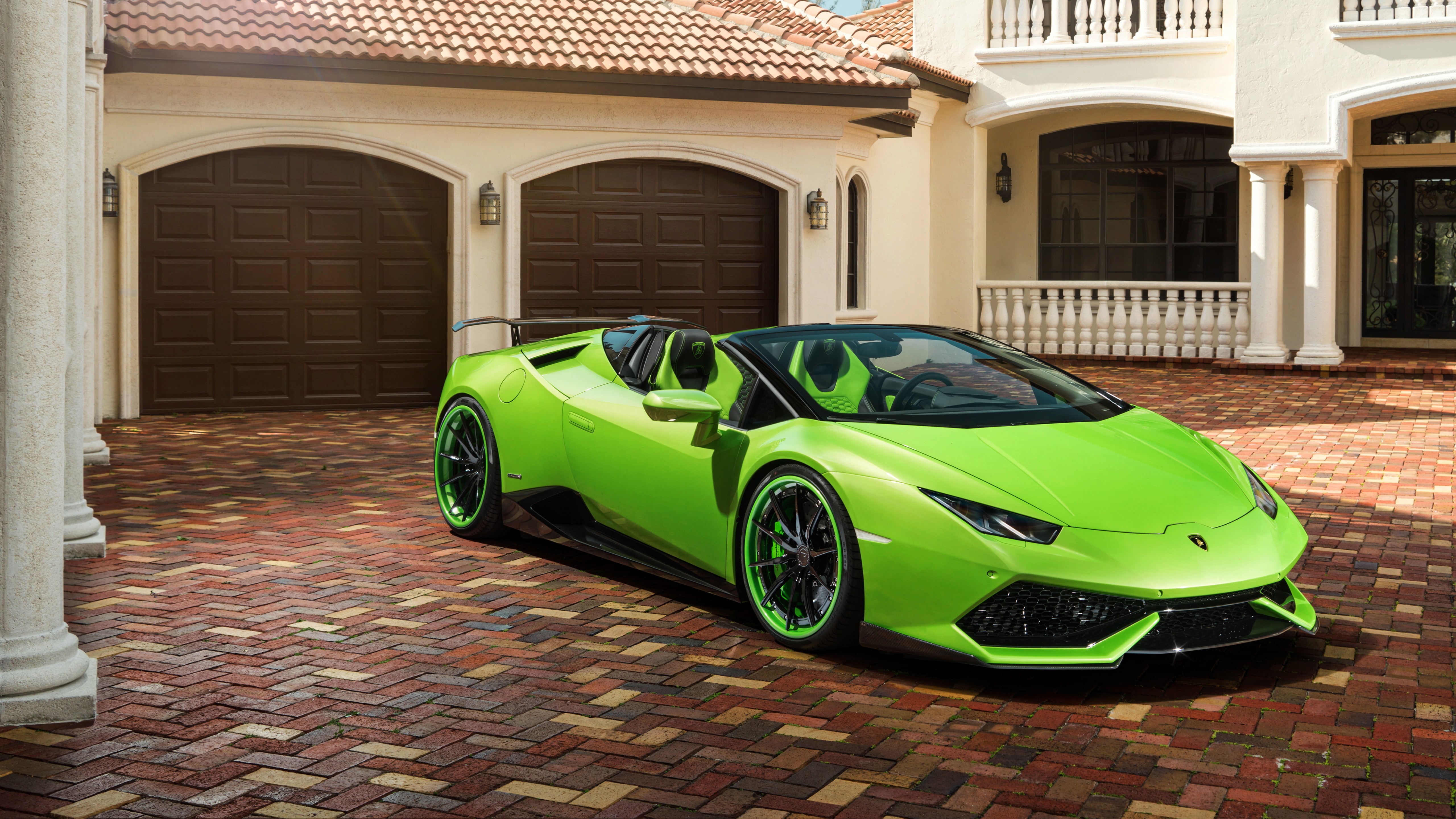 Lamborghini Huracan verde, 5120x2880 Ultra HD, Monitor 4K