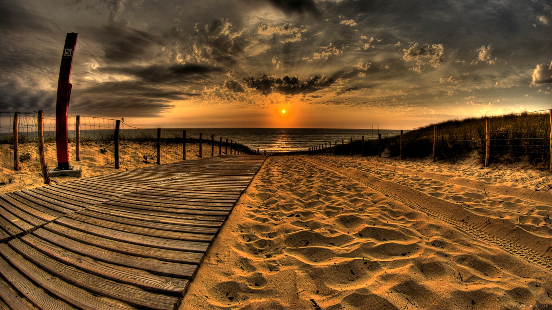 Passerella spiaggia al tramonto, 1920x1080 1080p, PC Desktop