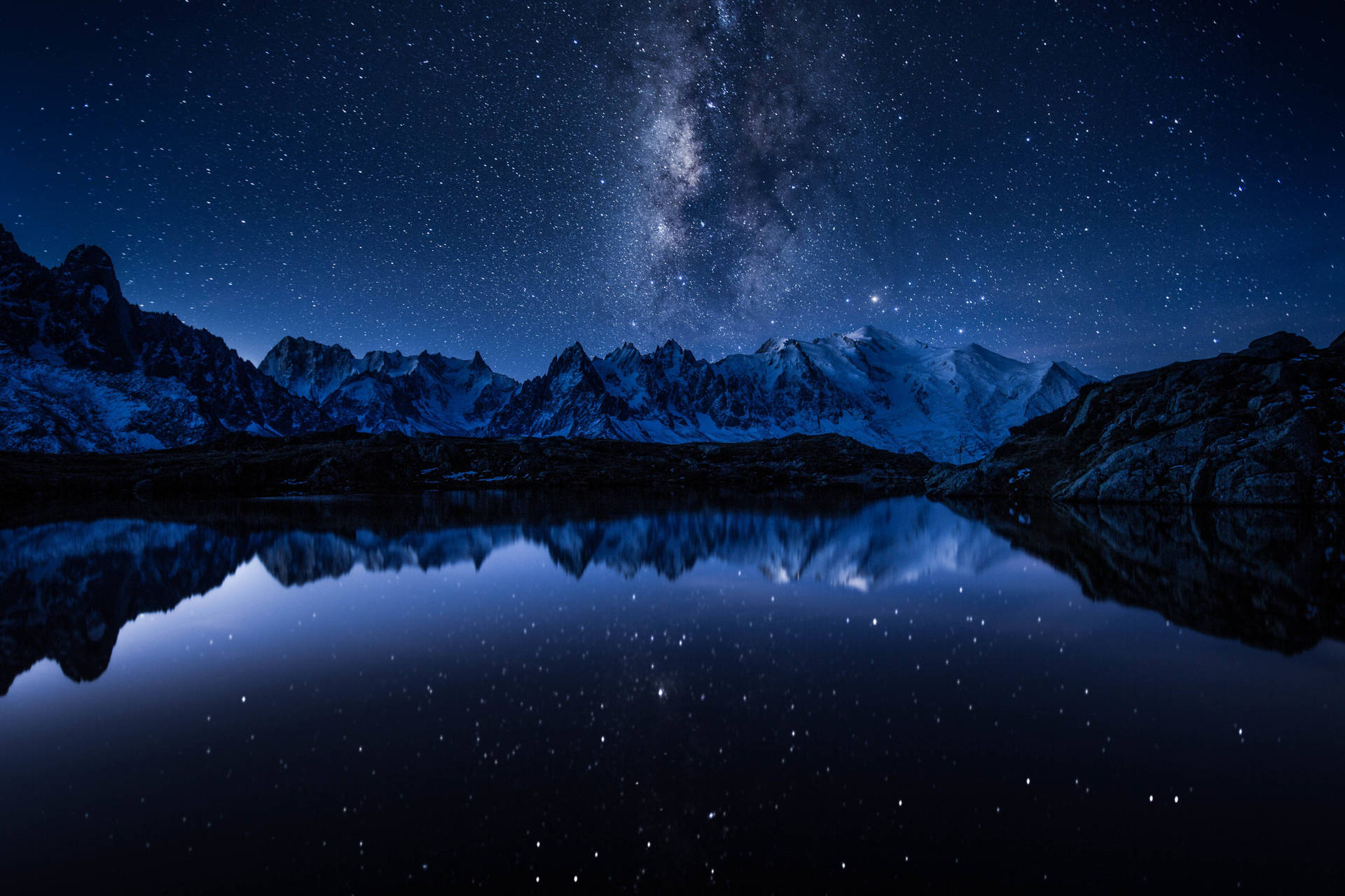 Montagne notturne con via lattea, 1920x1280 Full HD+, Laptop