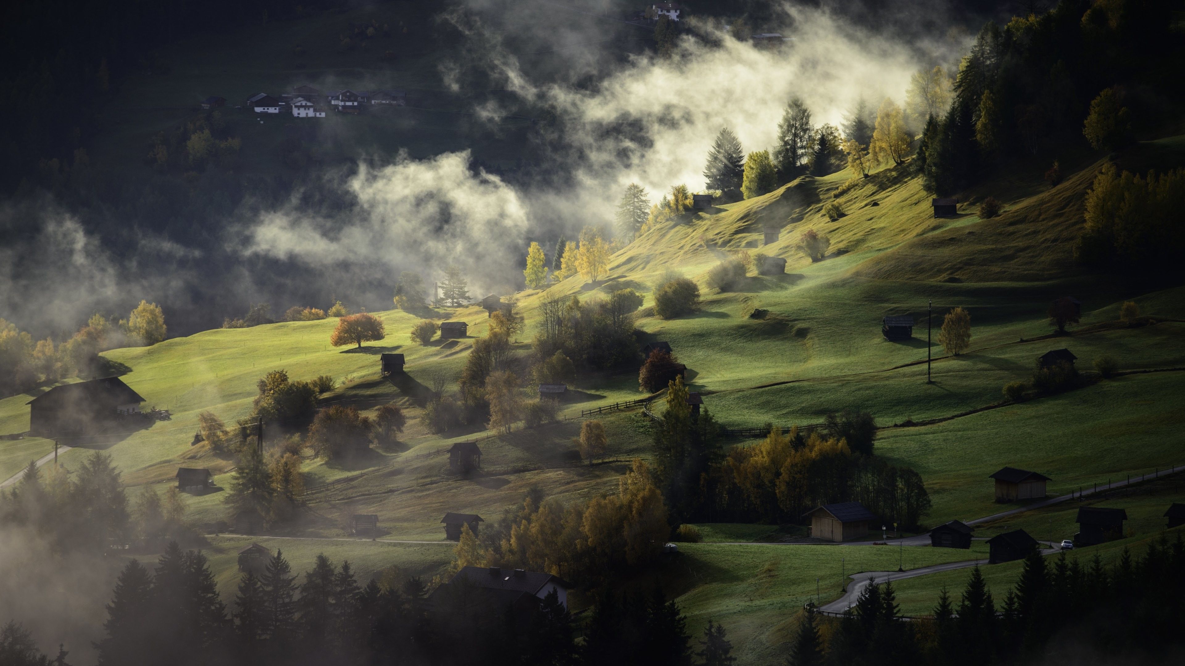 Valle montana con nebbia, 3840x2160 4K, Desktop 4K
