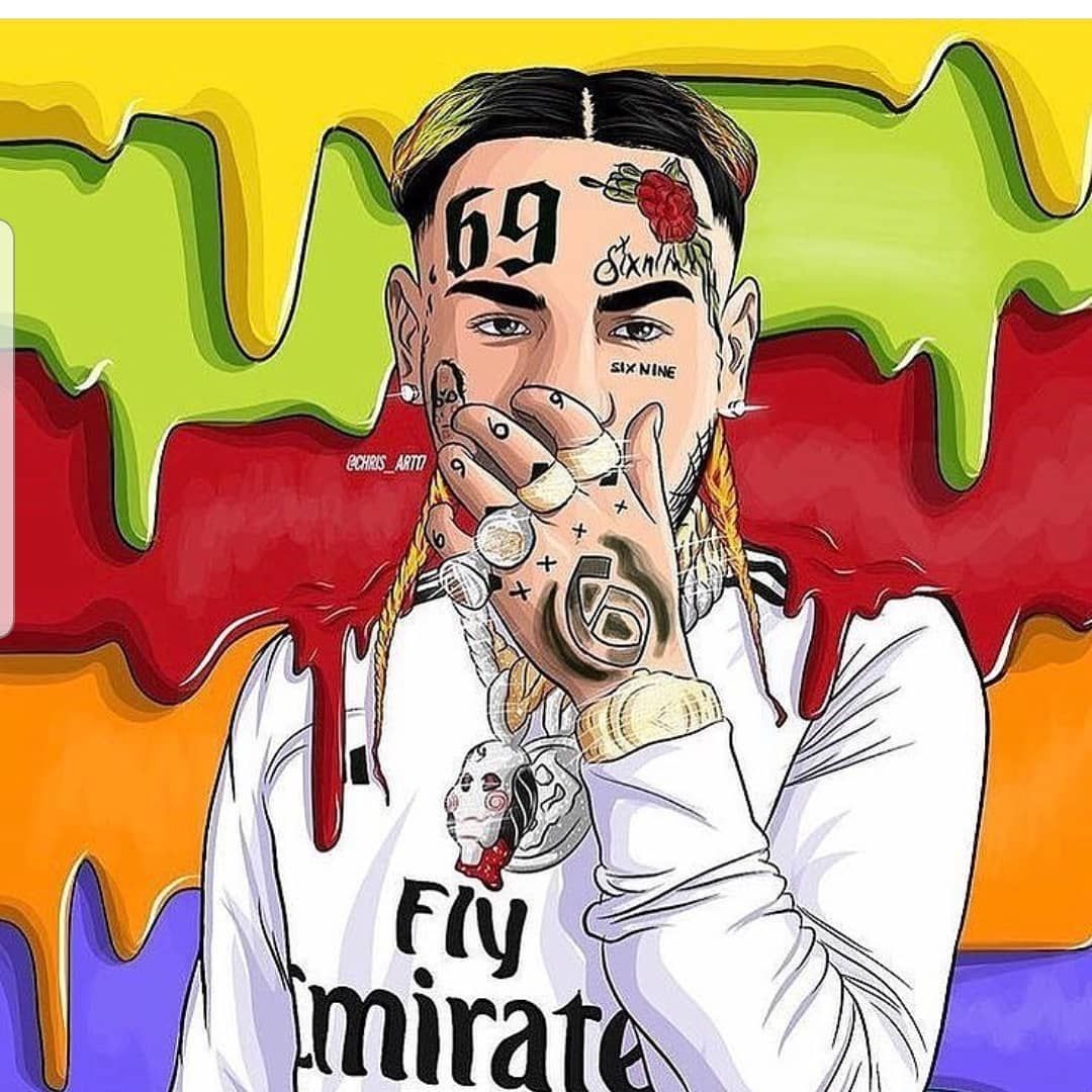 6ix9ine cartoon colorato, 1080x1080 HD, Laptop