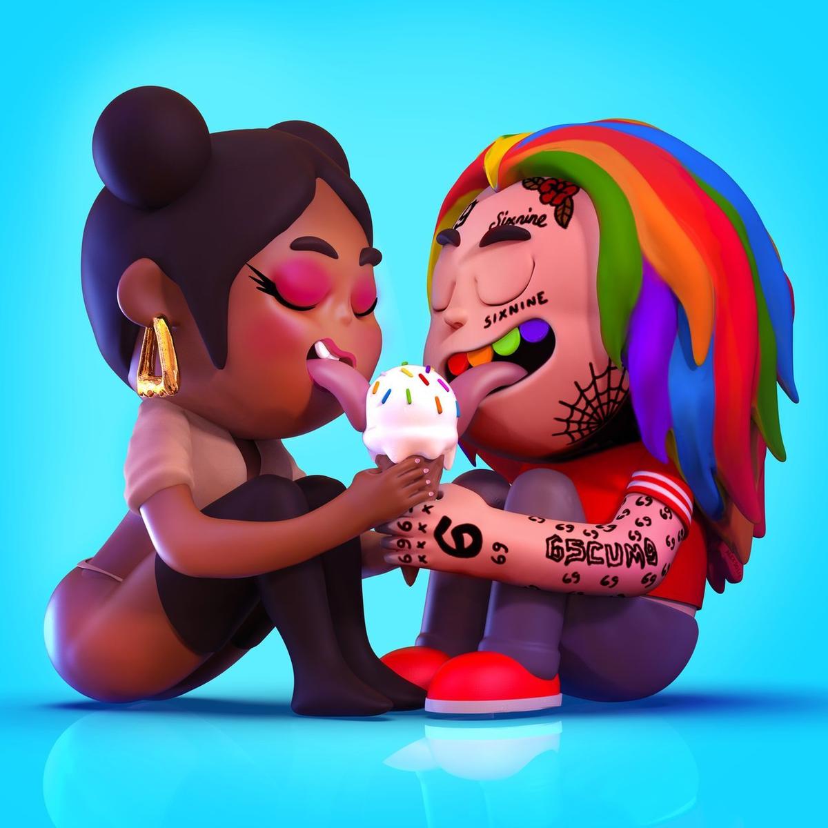 6ix9ine e Nicki Minaj cartoon, Onika Maraj, 1200x1200 HD, PC