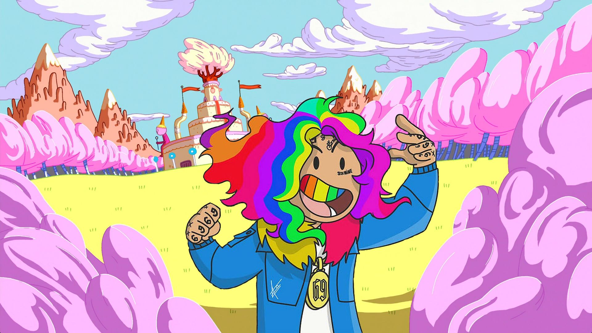 6ix9ine cartoon capelli arcobaleno, 960x1707 Verticale, Mobile