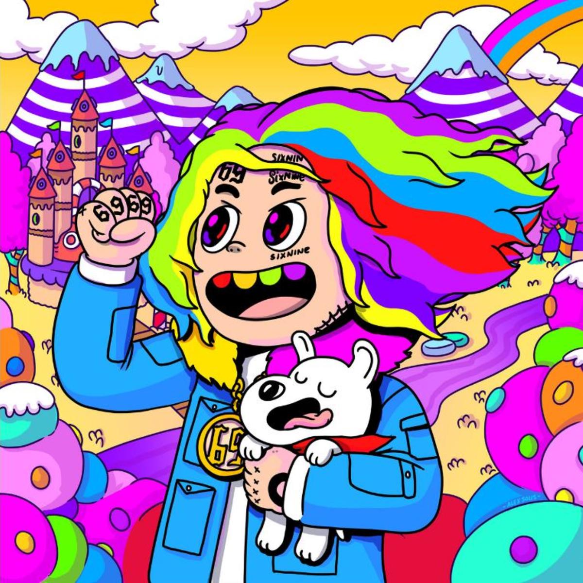 6ix9ine cartoon capelli arcobaleno, 1200x1200 HD, Desktop