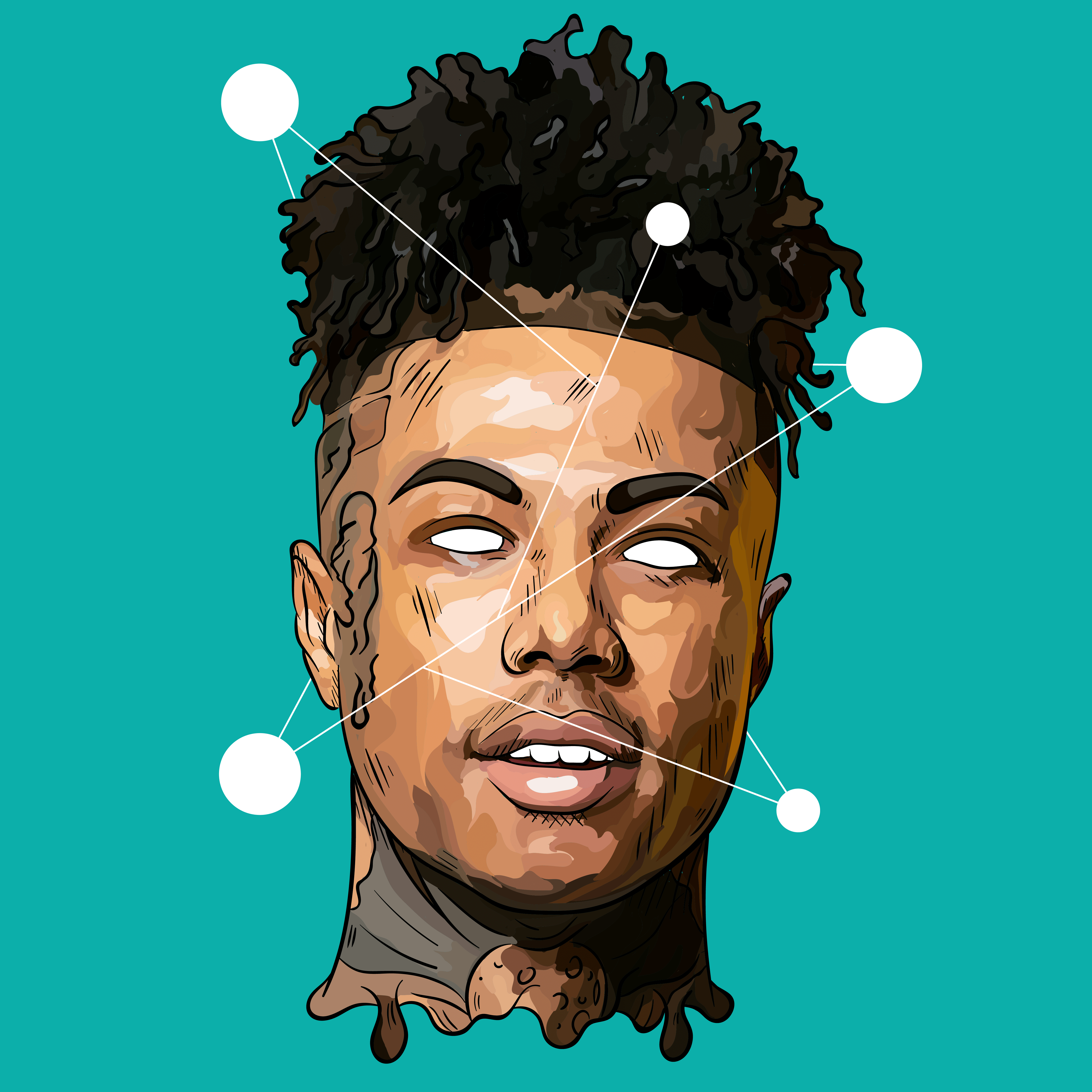 Ritratto cartoon rapper sfondo turchese, 5000x5000 Ultra HD, 4K TV