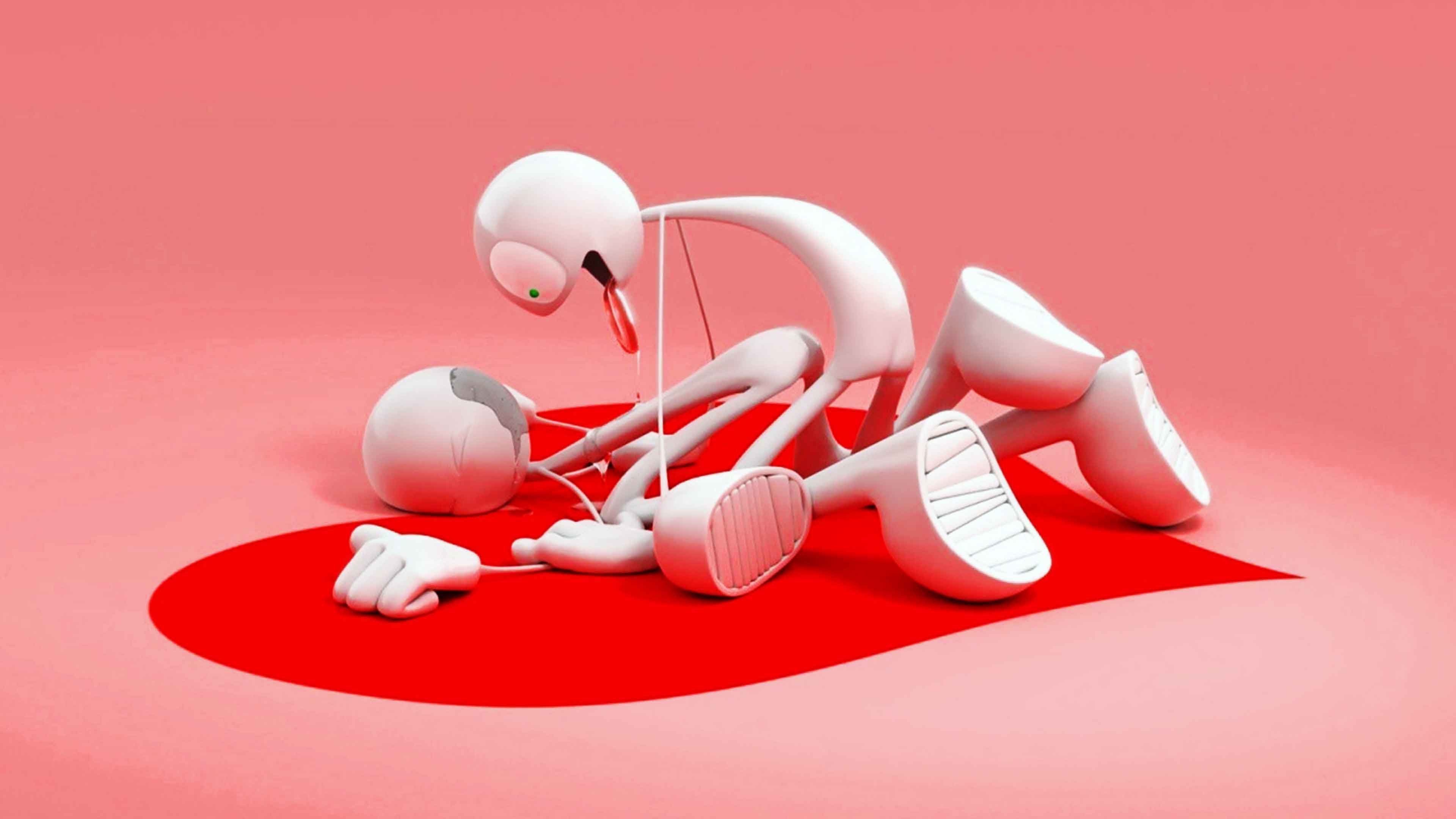 Personaggio cartoon rotto cuore rosso, 3840x2160 UHD, Monitor 4K