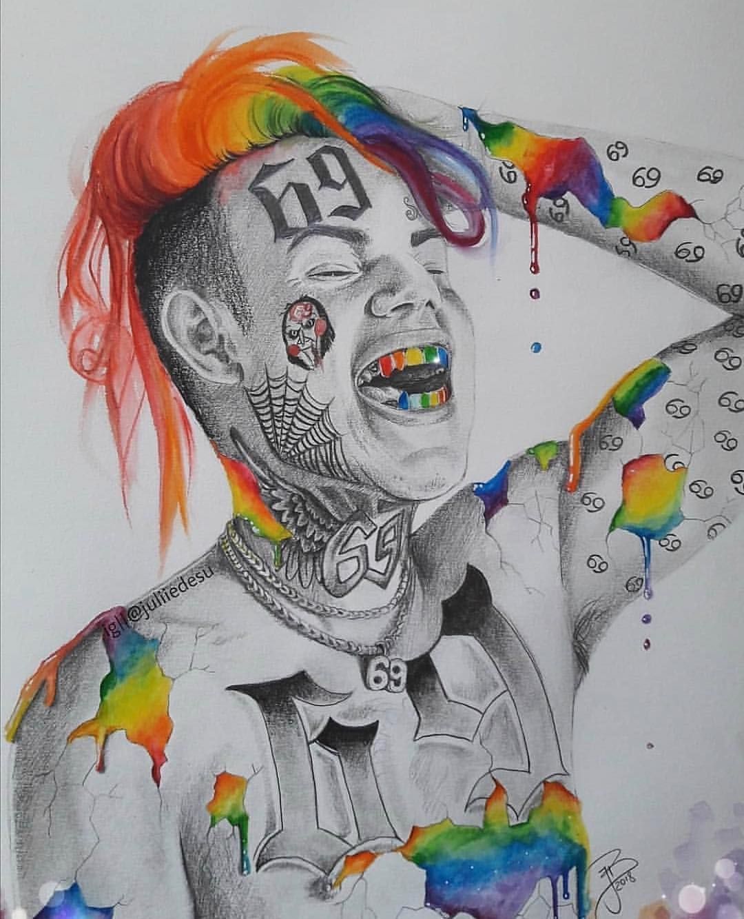 6ix9ine disegno arcobaleno, 1080x1333 Verticale, Mobile
