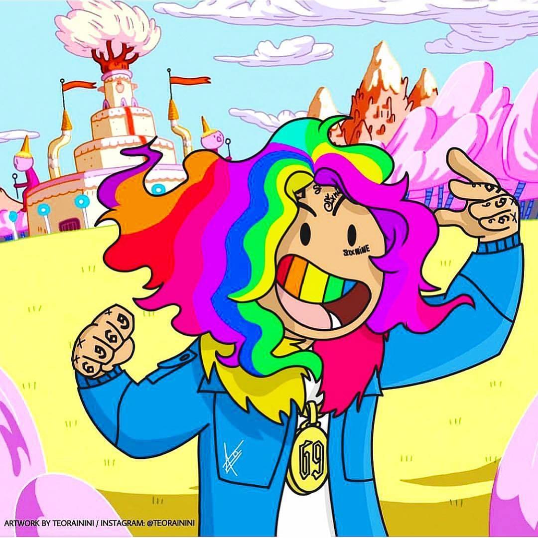 6ix9ine cartone animato capelli arcobaleno, 1080x1080 HD, Desktop