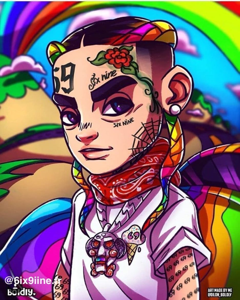 6ix9ine cartoon colorato, 937x1171 Full HD Verticale, iPhone
