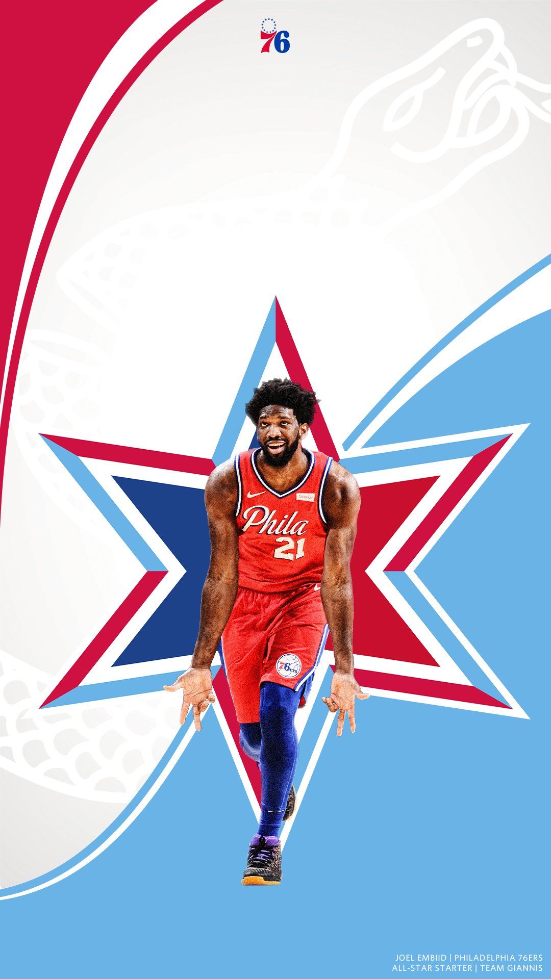 Giocatore Philadelphia 76ers stella grafica, 1080x1920 Full HD Verticale, Samsung Galaxy