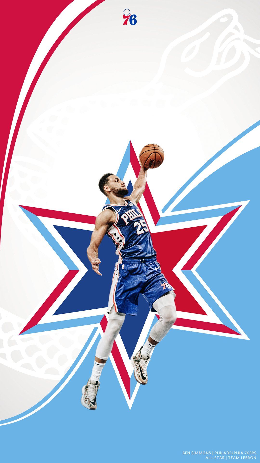 Giocatore 76ers schiacciata, 1080x1920 Verticale, Telefono
