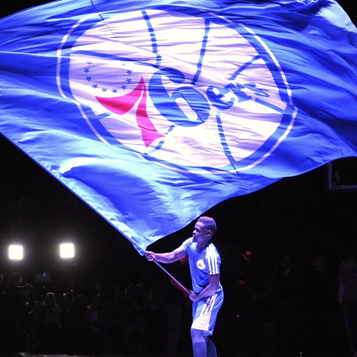Bandiera 76ers sventolata palestra, 1400x1400 720p, PC