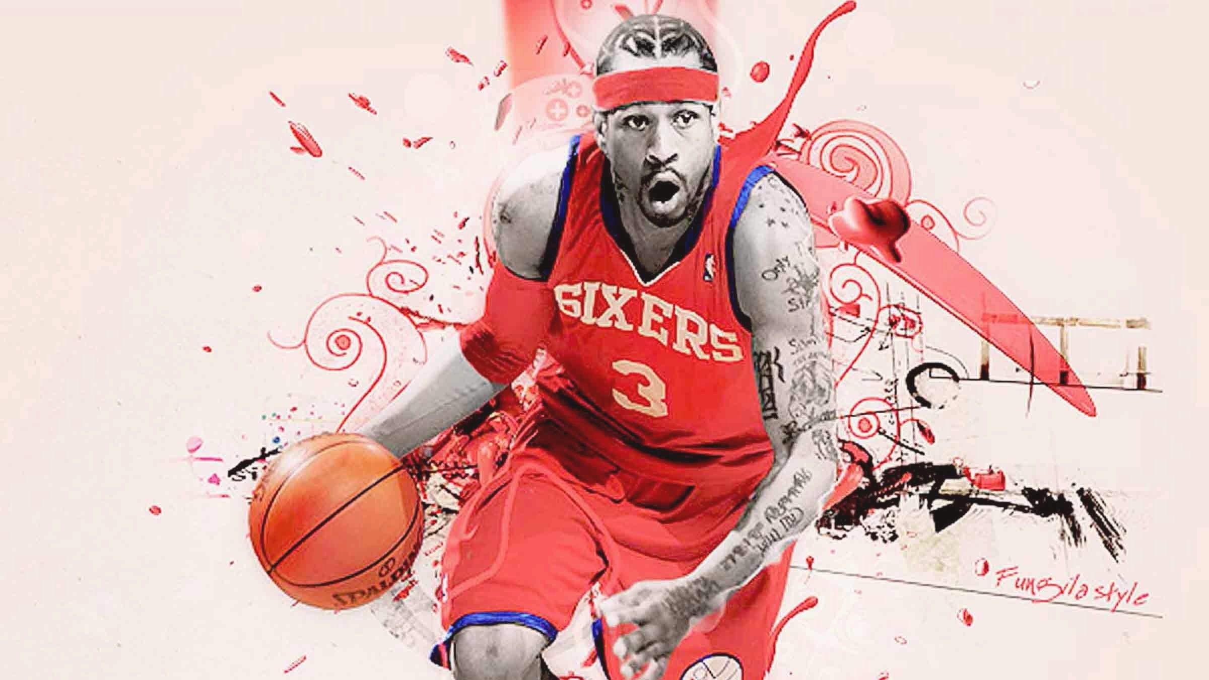 Allen Iverson 76ers basket, 2400x1351 2K, Desktop