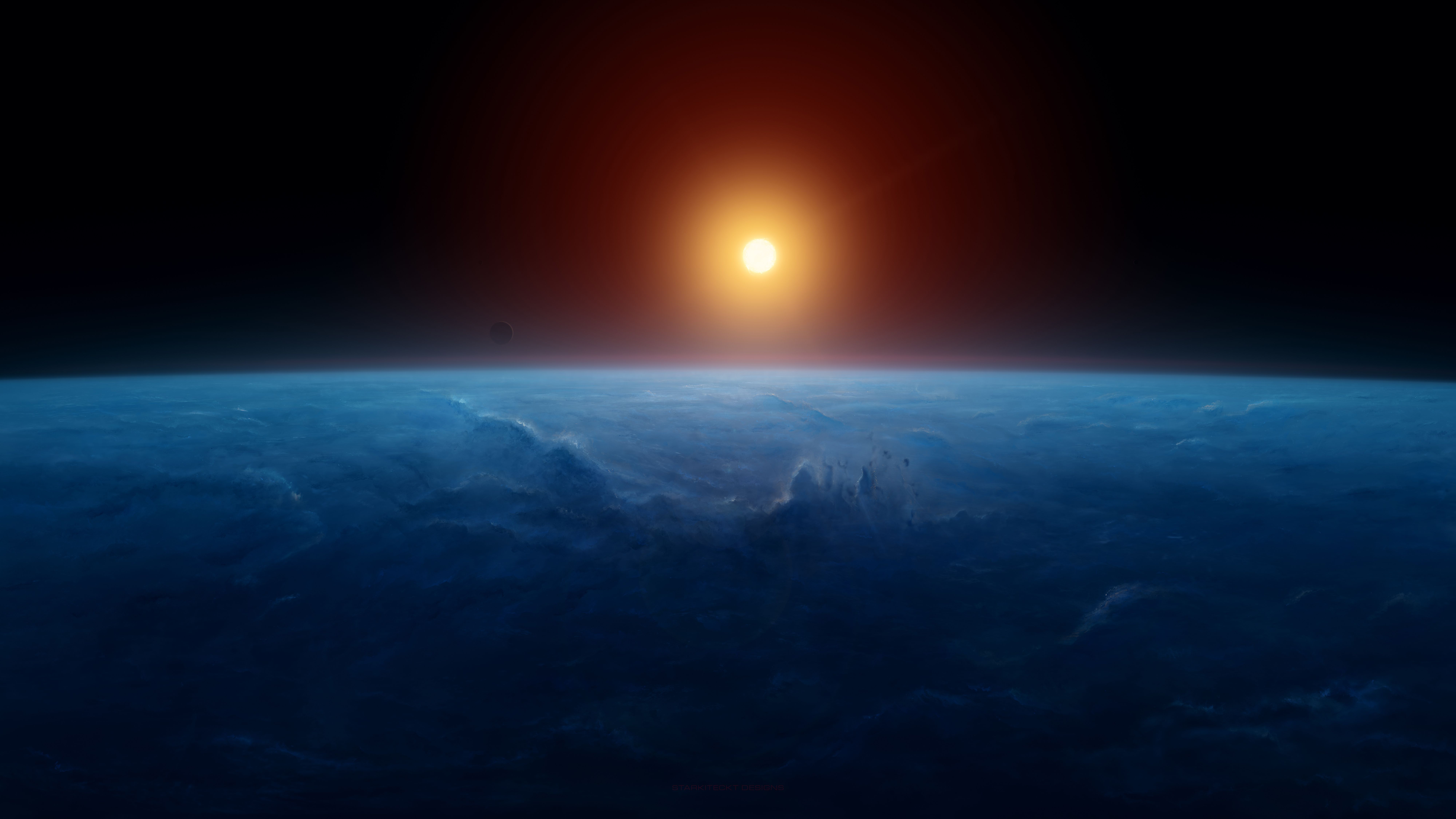 Sole all'orizzonte terrestre spazio, 8000x4500 Ultra HD, PC