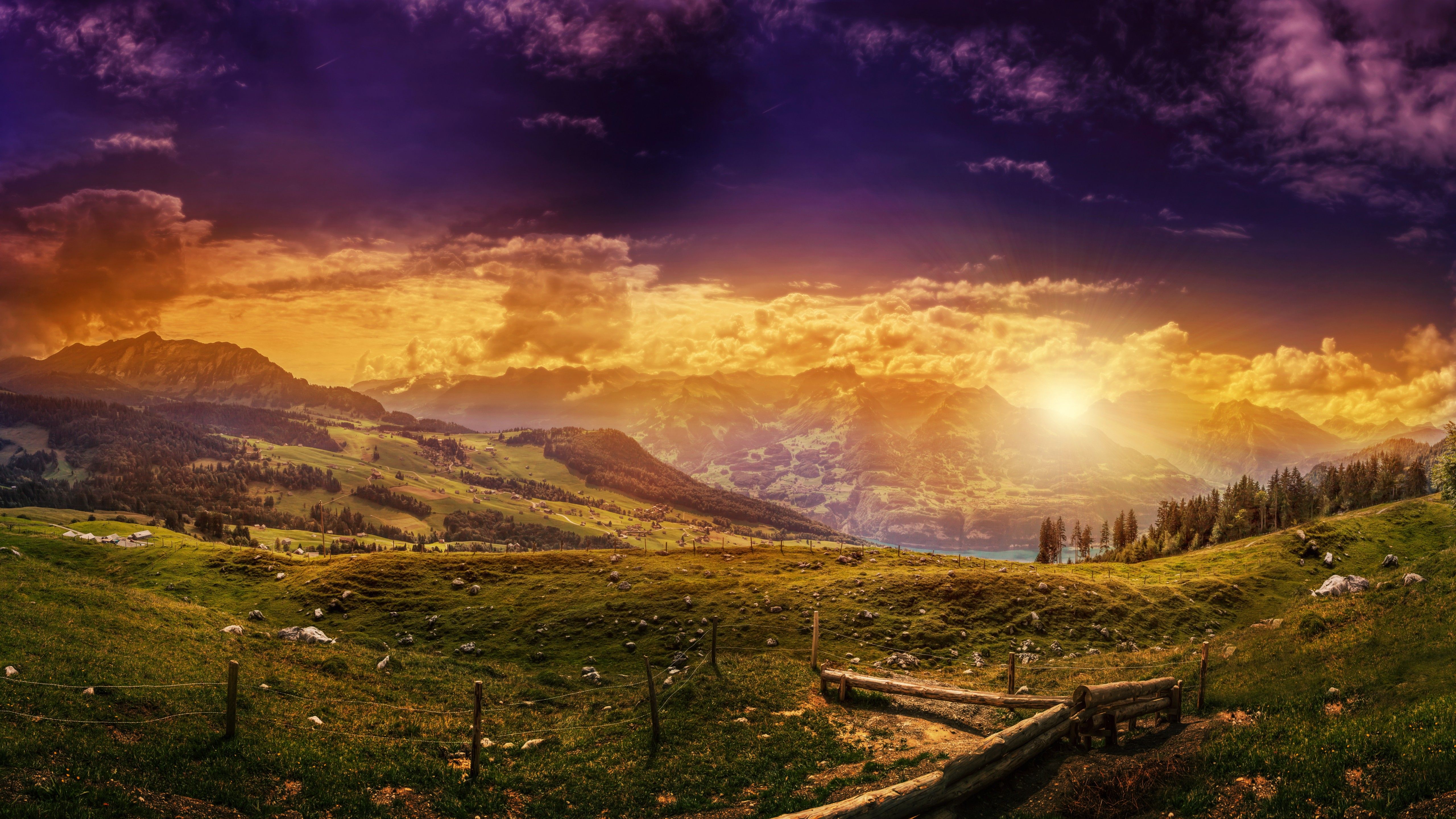 Montagne al tramonto, Svizzera, 5120x2880 4K Ultra HD, Desktop