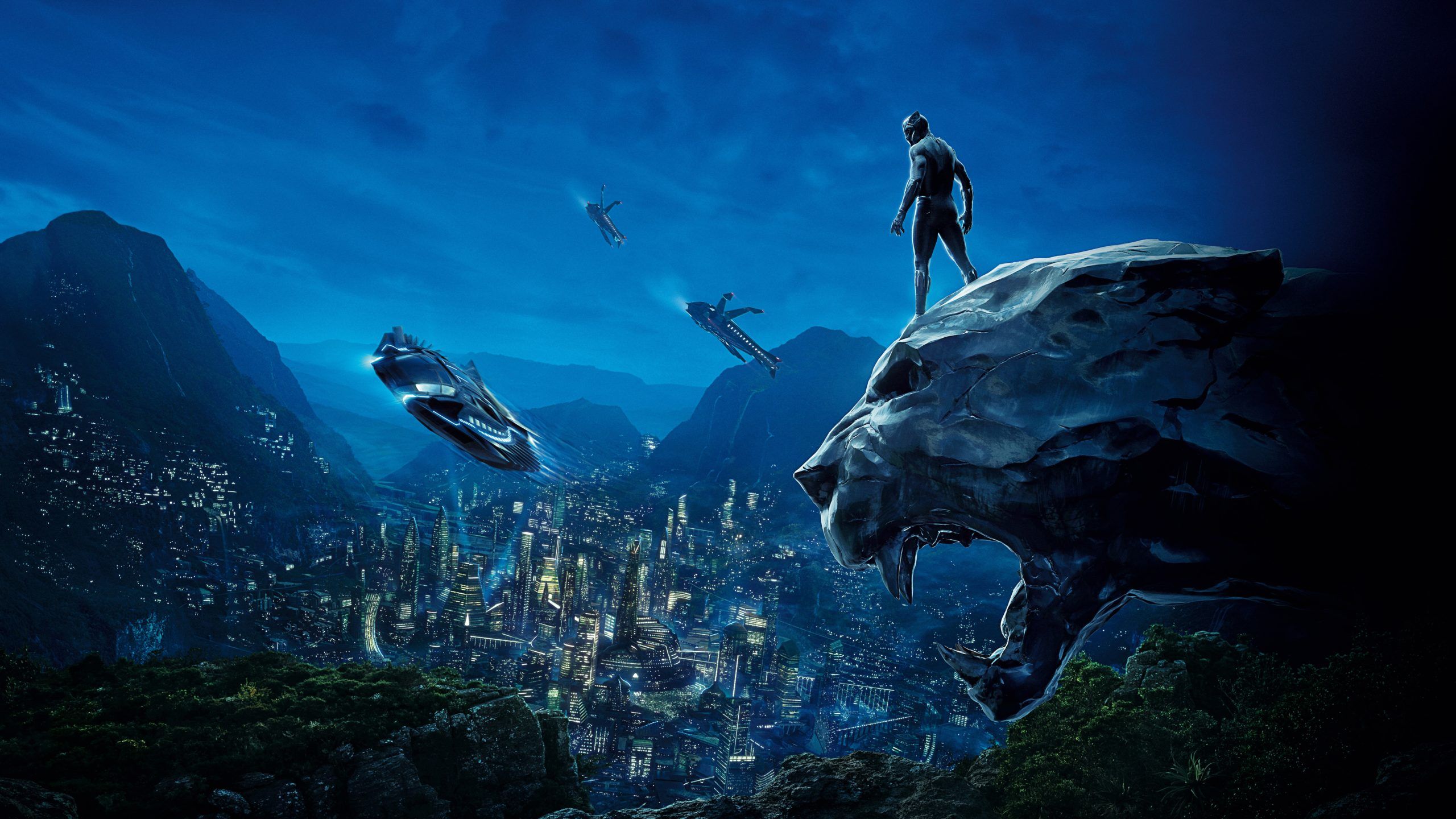 Black Panther Wakanda paesaggio notturno, 2560x1440 1440p, Desktop