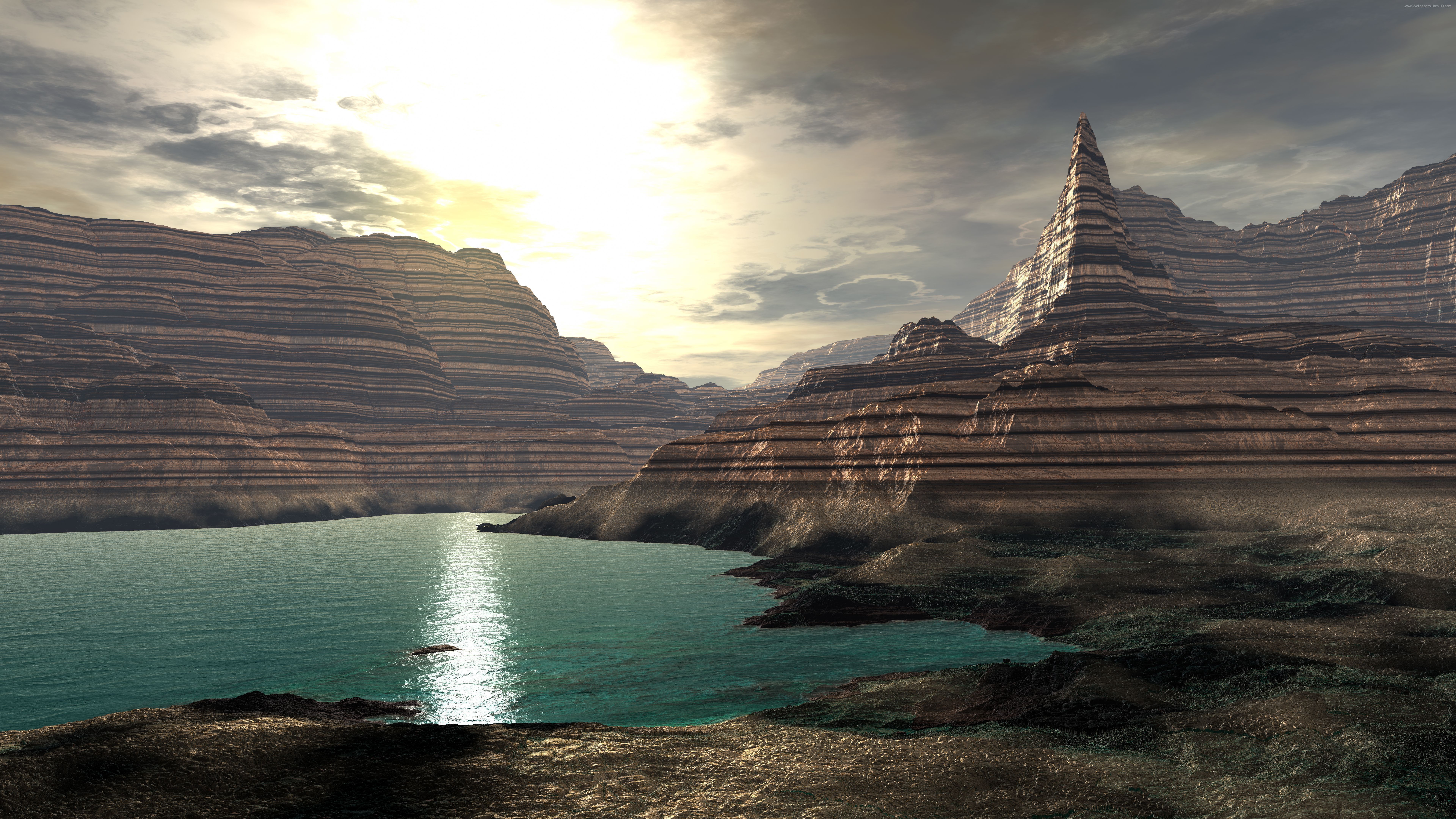Canyon con lago turchese, 7680x4320 UHD, PC 4K