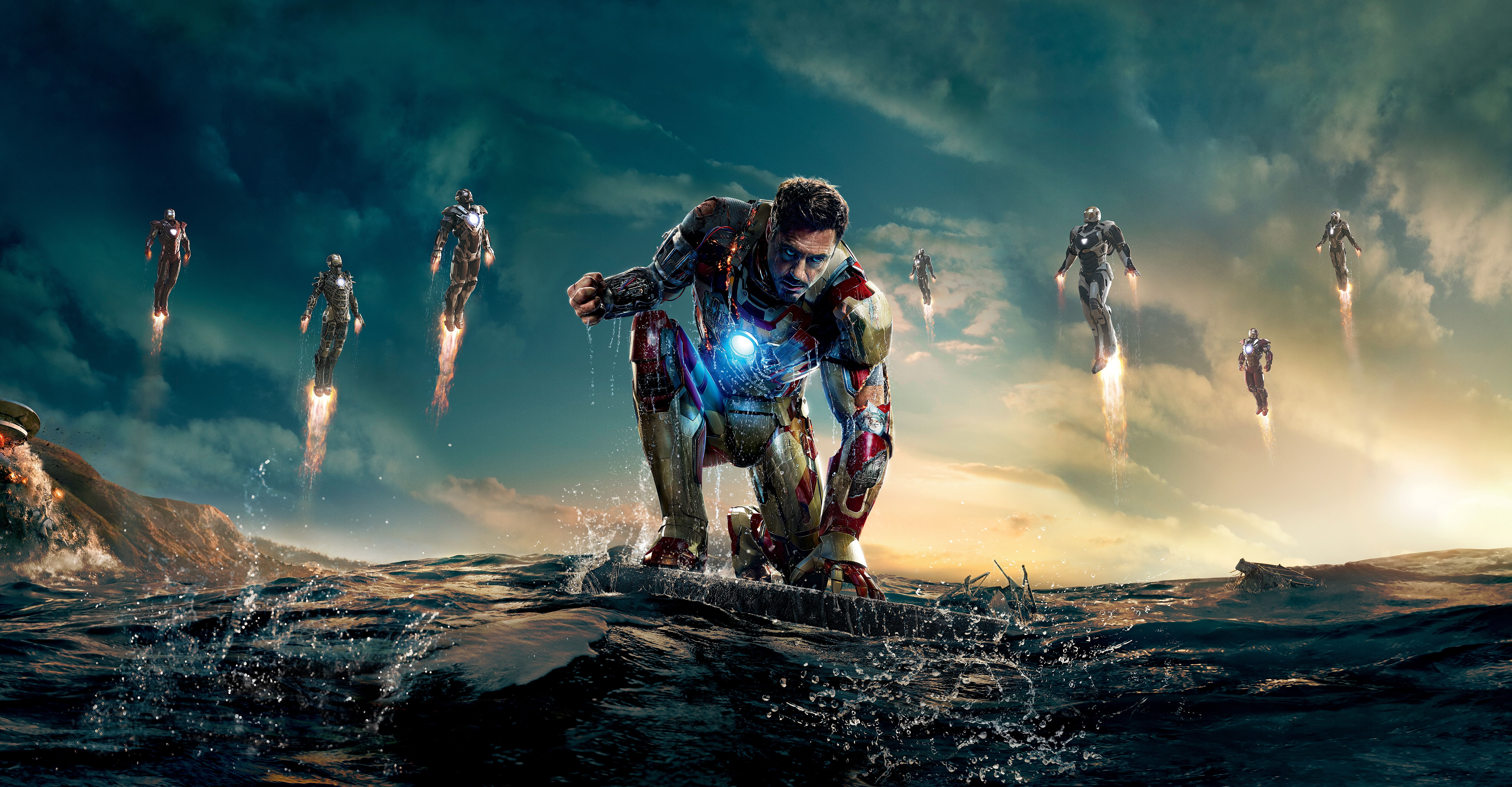 Iron Man 3 armature volanti, Marvel, 8303x4320 4K, Desktop 4K