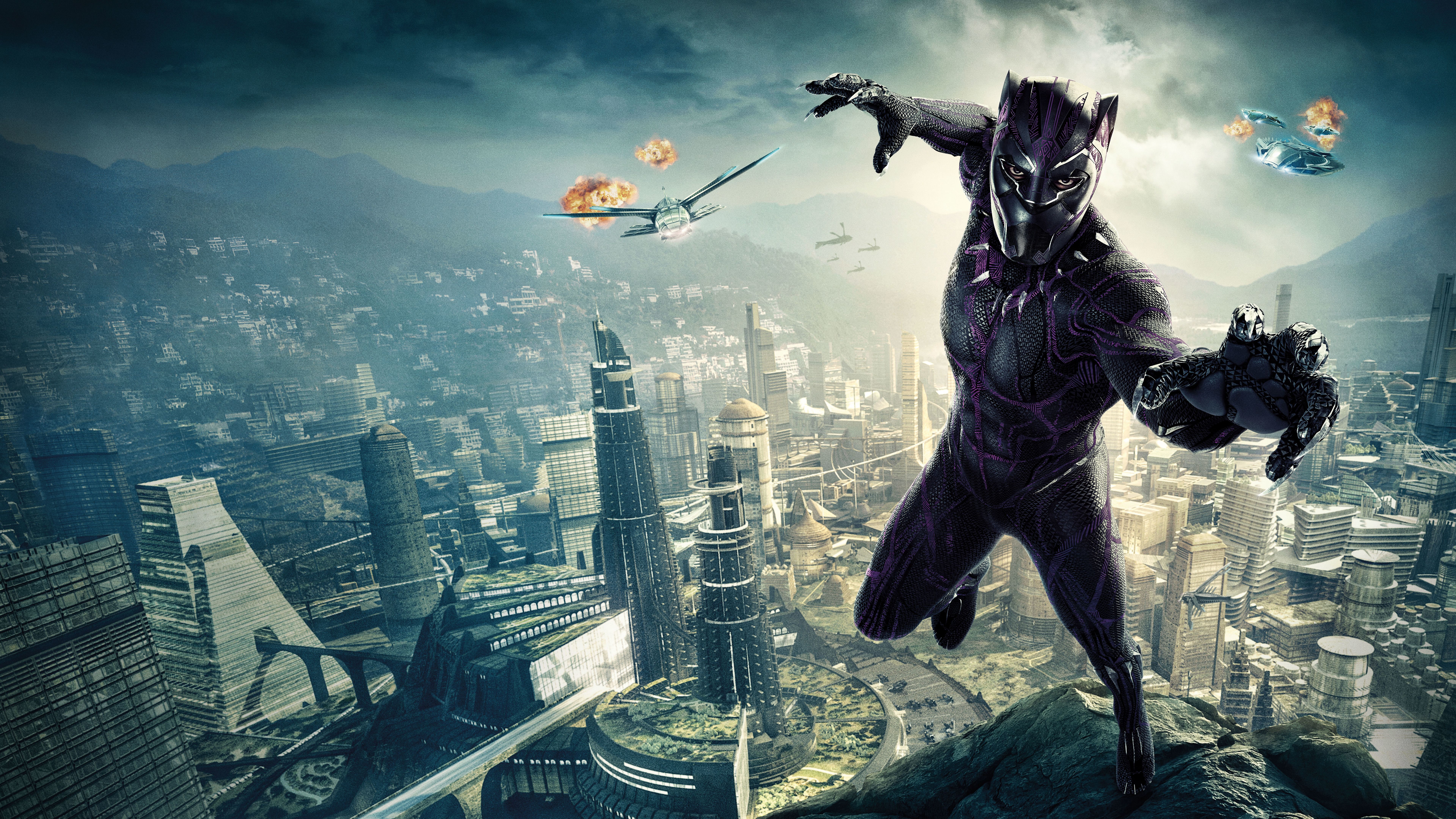 Black Panther città Wakanda, 7680x4320 UHD, PC 4K