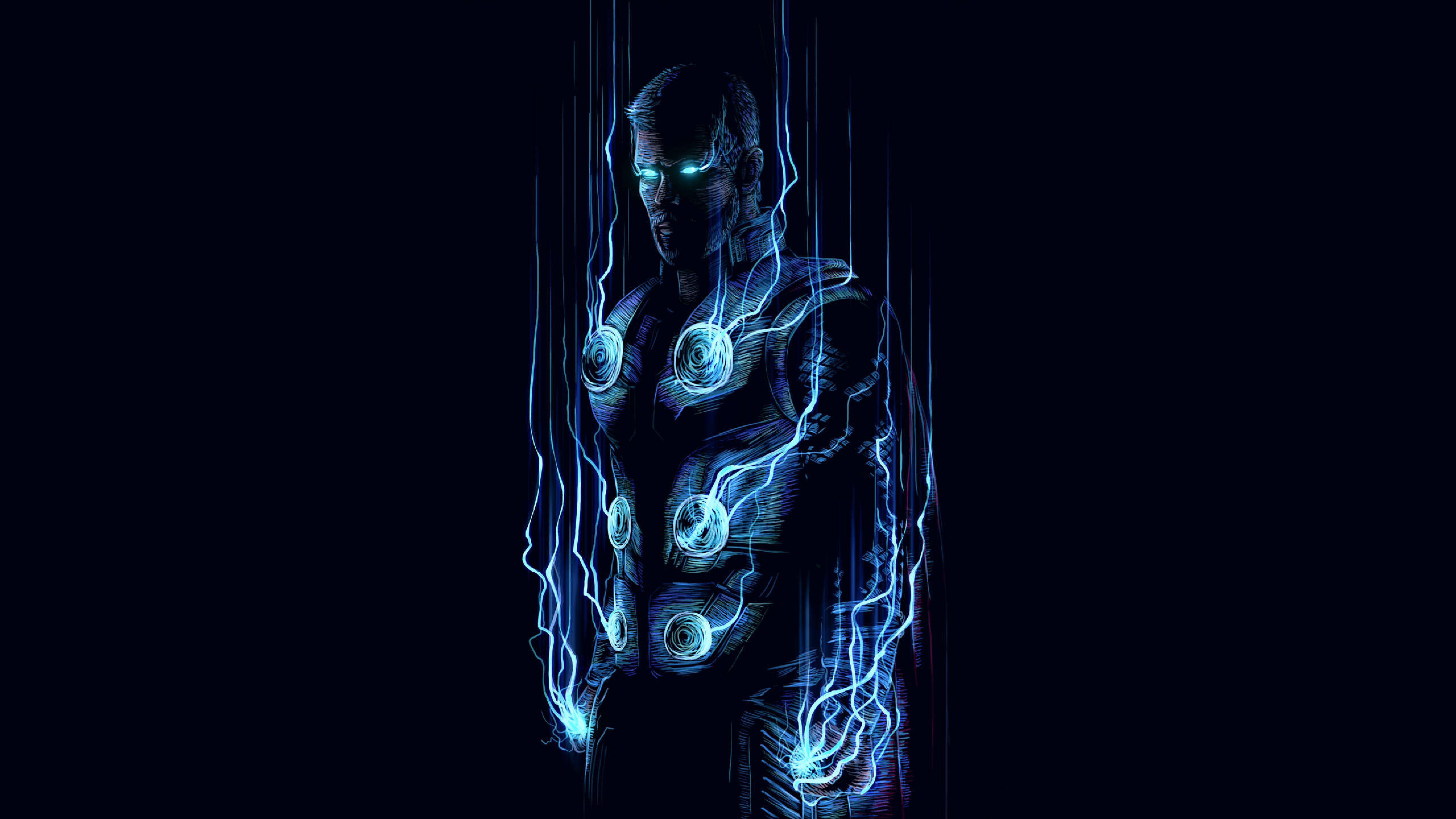 Thor silhouette fulmini blu, 7680x4320 UHD, PC 4K