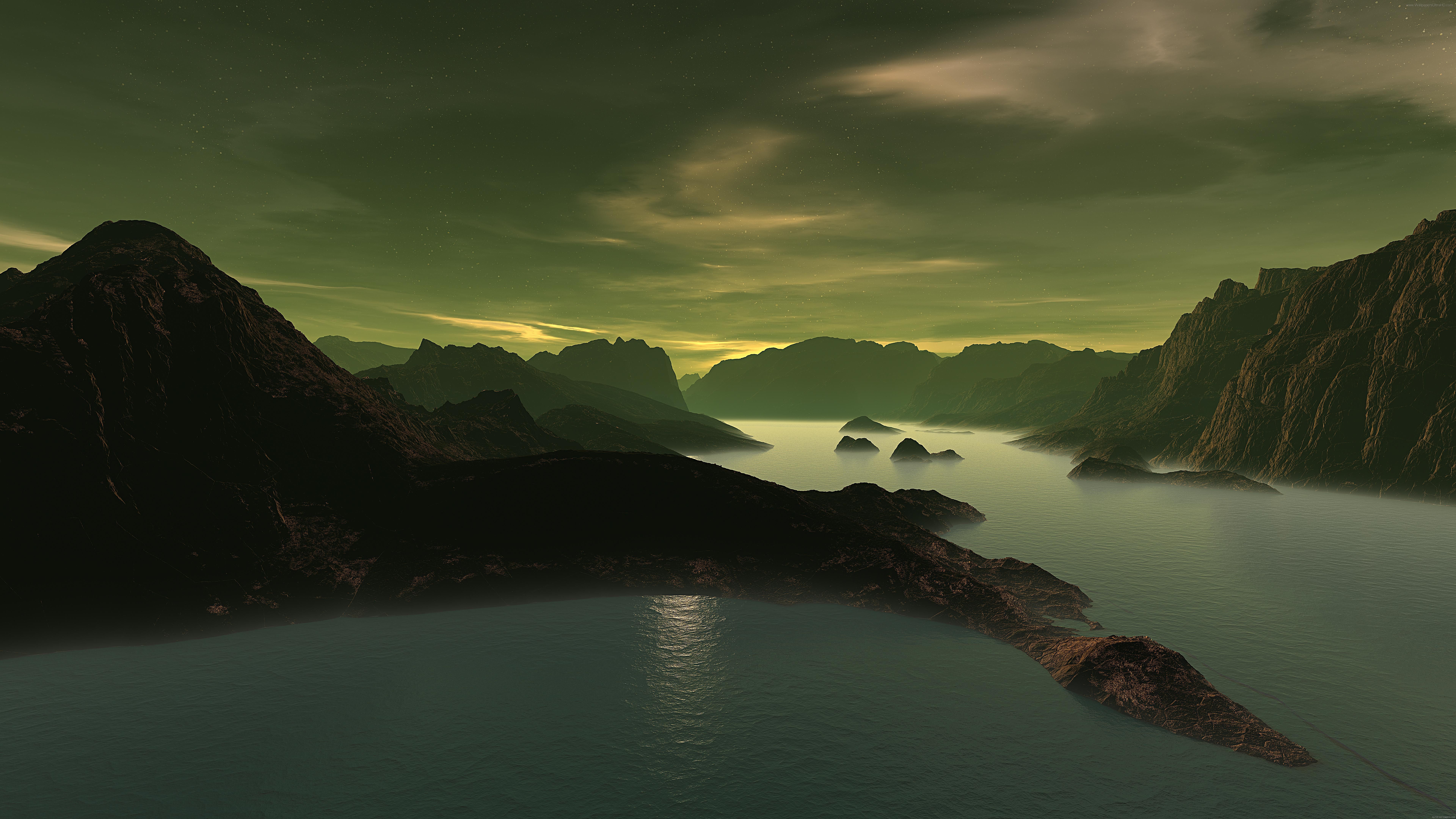 Paesaggio montano verde al tramonto, 7680x4320 4K, Desktop 4K