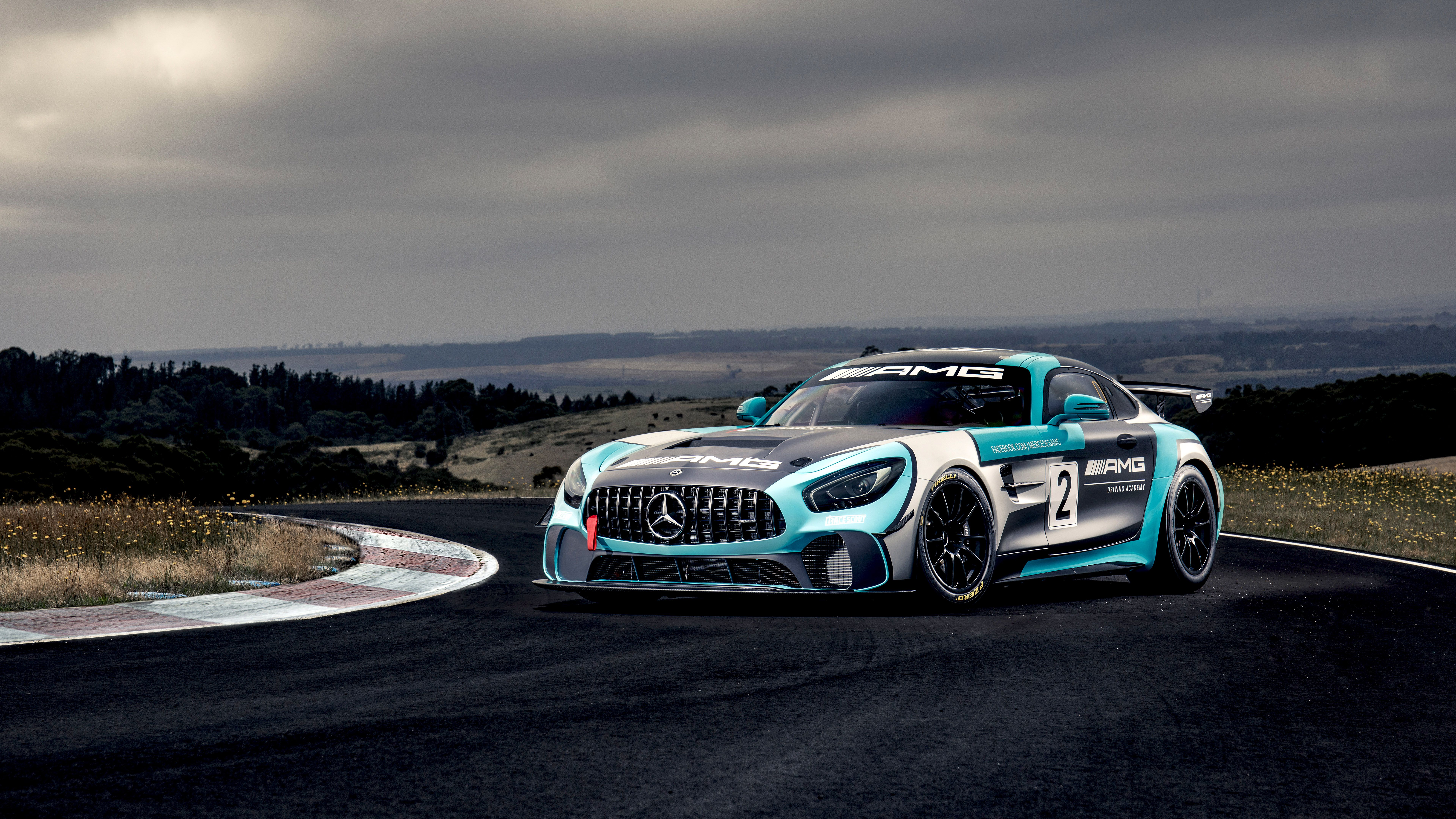 Mercedes-AMG GT4 auto da corsa, 7680x4320 UHD, PC 4K