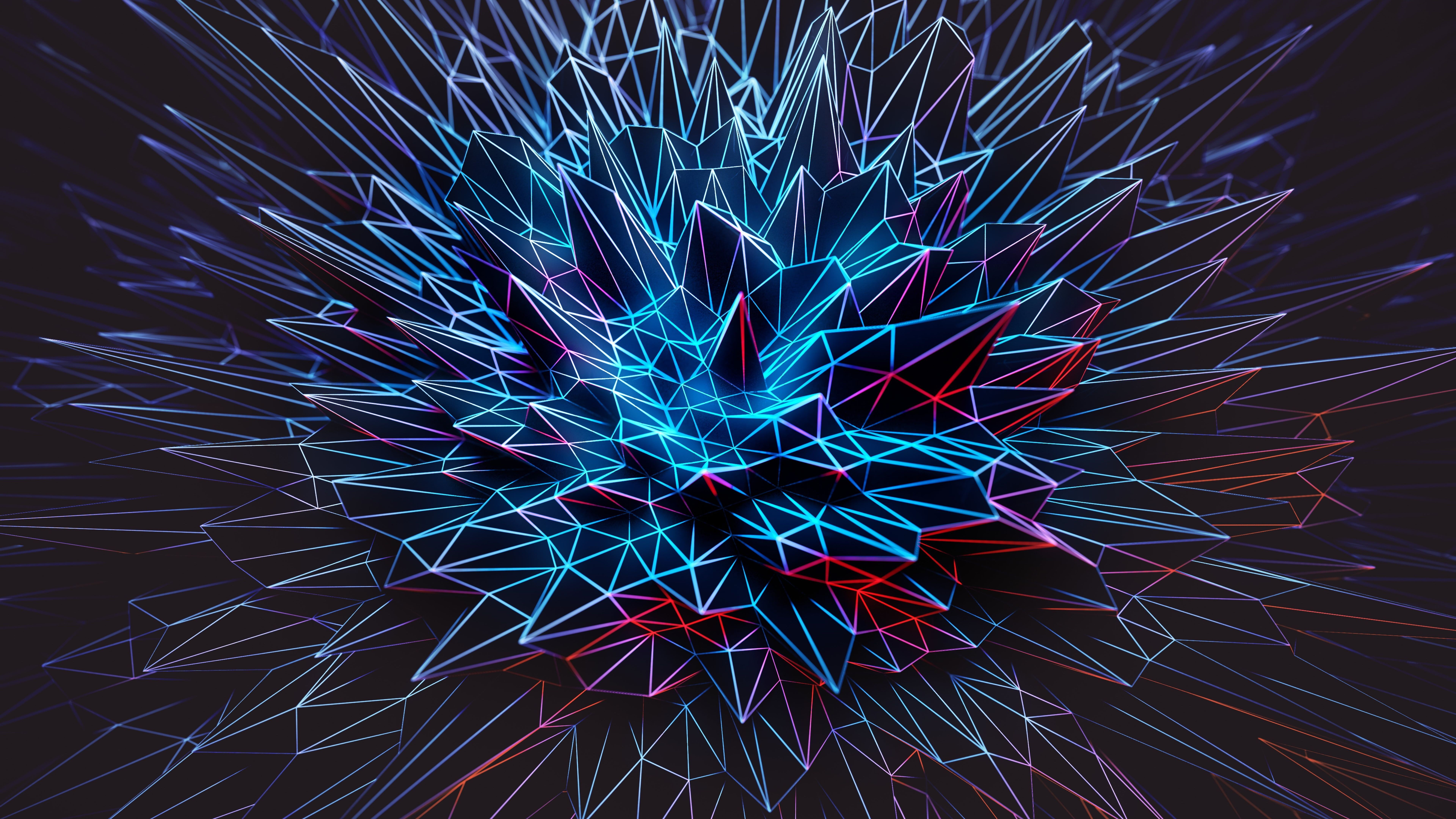 Sfera poligonale astratta blu, 7680x4320 Ultra HD, 4K TV
