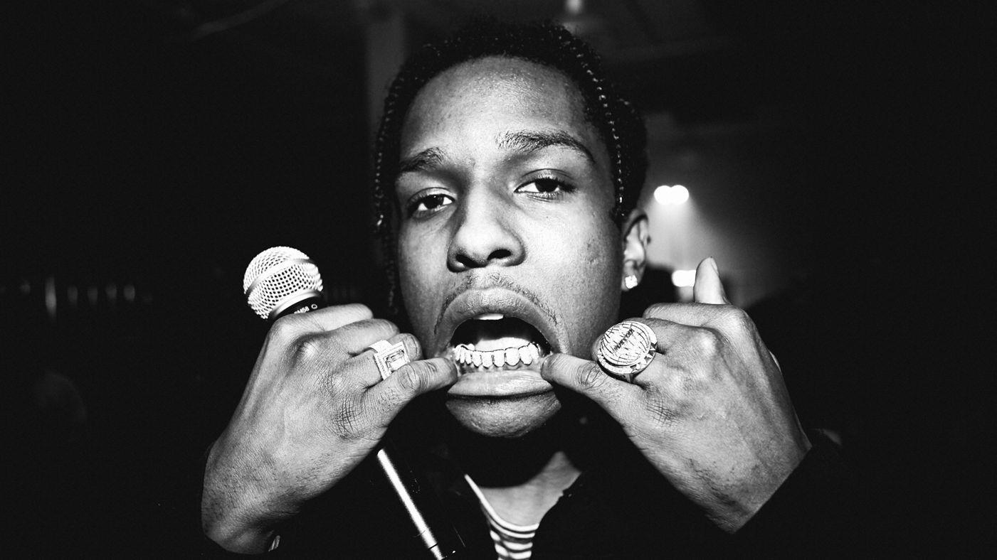 ASAP Rocky bianco e nero, rapper, 1401x788 HD, Desktop