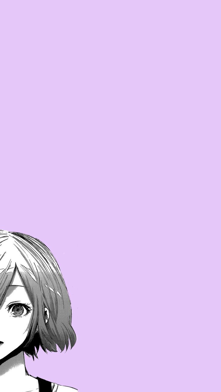 Ragazza anime bianco e nero, sfondo lilla, 736x1308 Full HD Verticale, iPhone