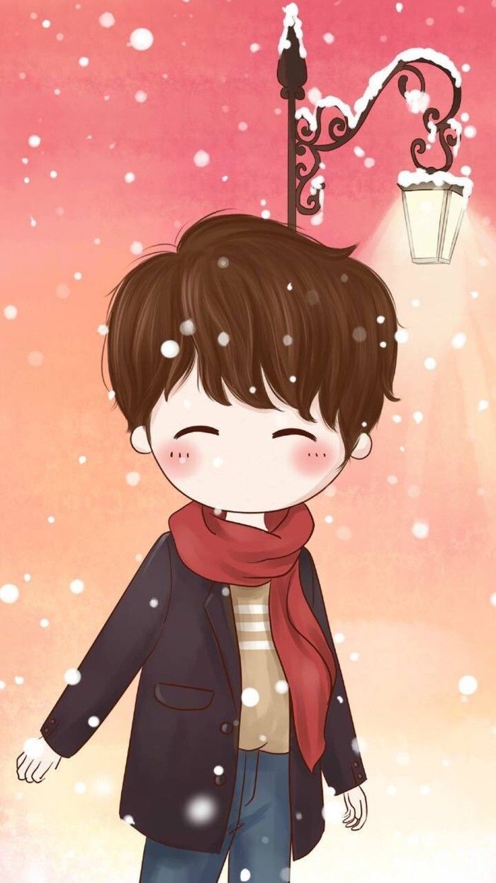 Ragazzo anime sciarpa rossa neve, 700x1244 Full HD Verticale, Smartphone