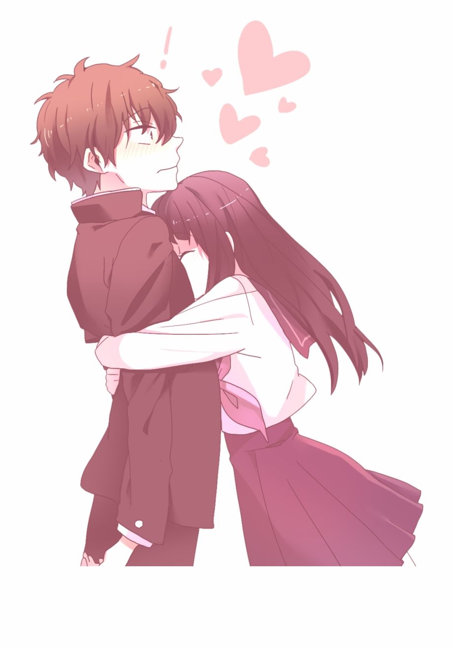 Coppia anime abbraccio cuori, 920x1316 Verticale, Telefono