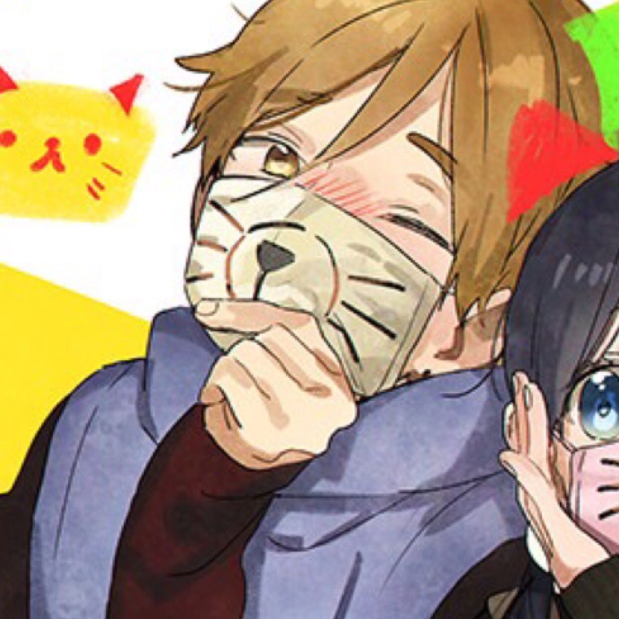 Coppia anime con mascherine gatto, 1242x1242 HD, Notebook Gaming