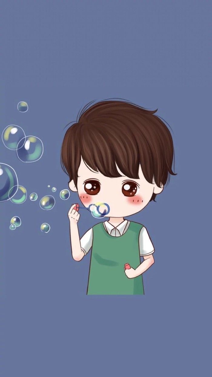 Ragazzo chibi con bolle, 700x1244 Full HD Verticale, Smartphone