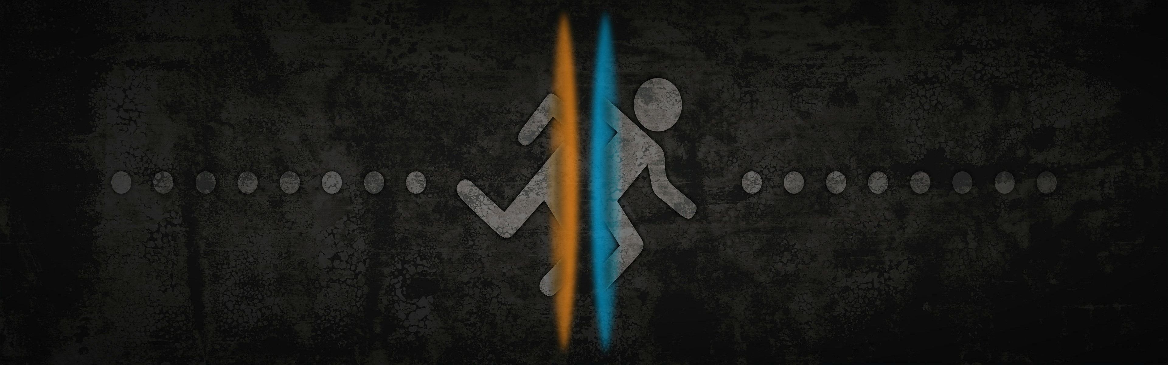 Portal omino portali arancio blu, 3840x1200 Ultrawide, Dual Monitor