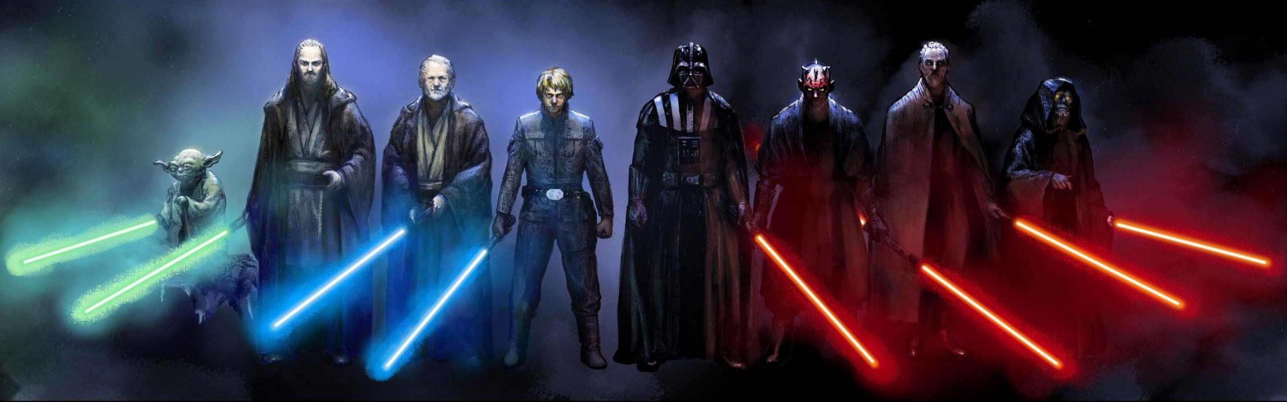 Personaggi Star Wars con spade laser, Jedi, 2560x800 21:9, Ultrawide